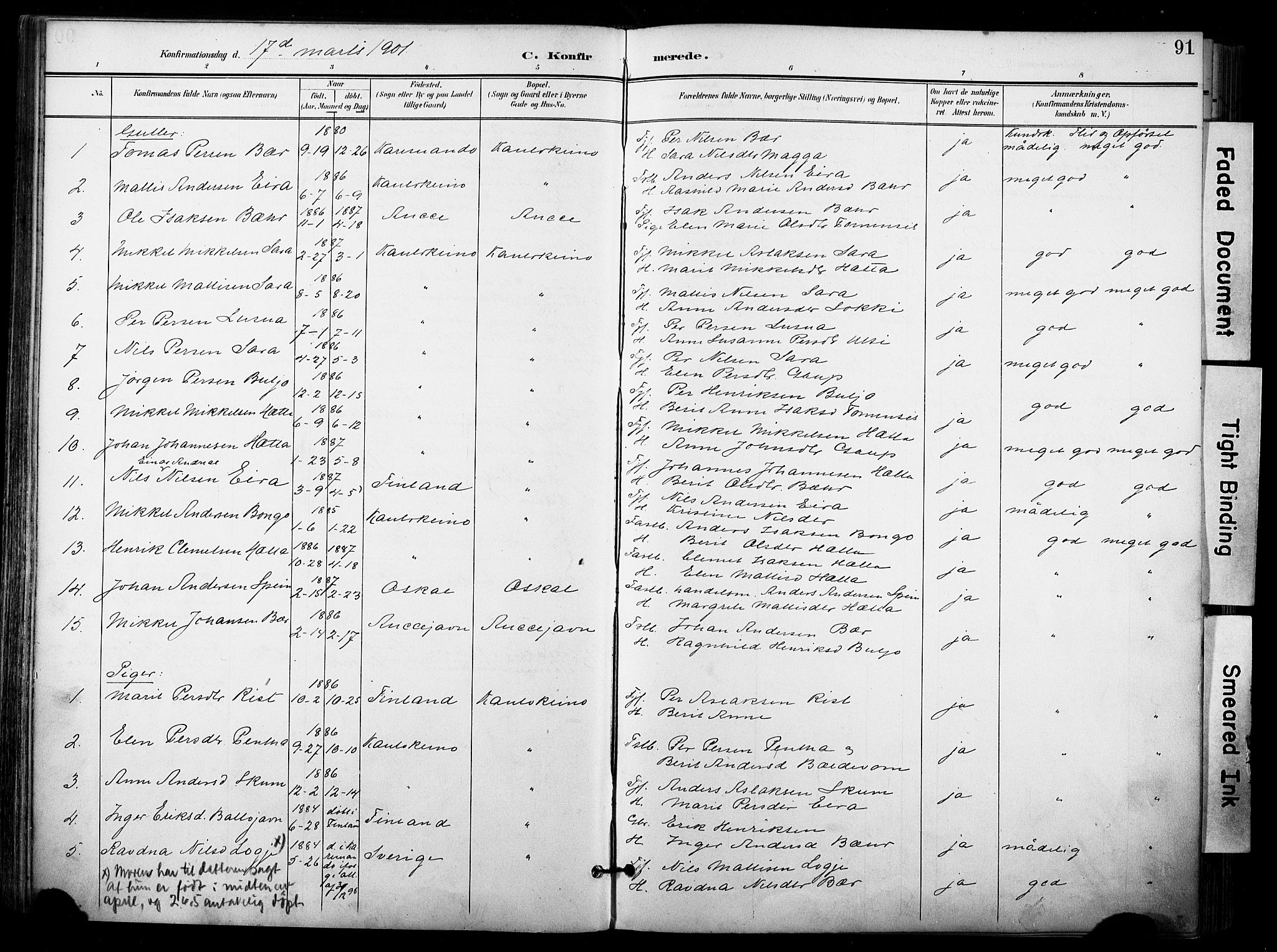 Kautokeino sokneprestembete, SATØ/S-1340/H/Ha/L0005.kirke: Parish register (official) no. 5, 1896-1916, p. 91