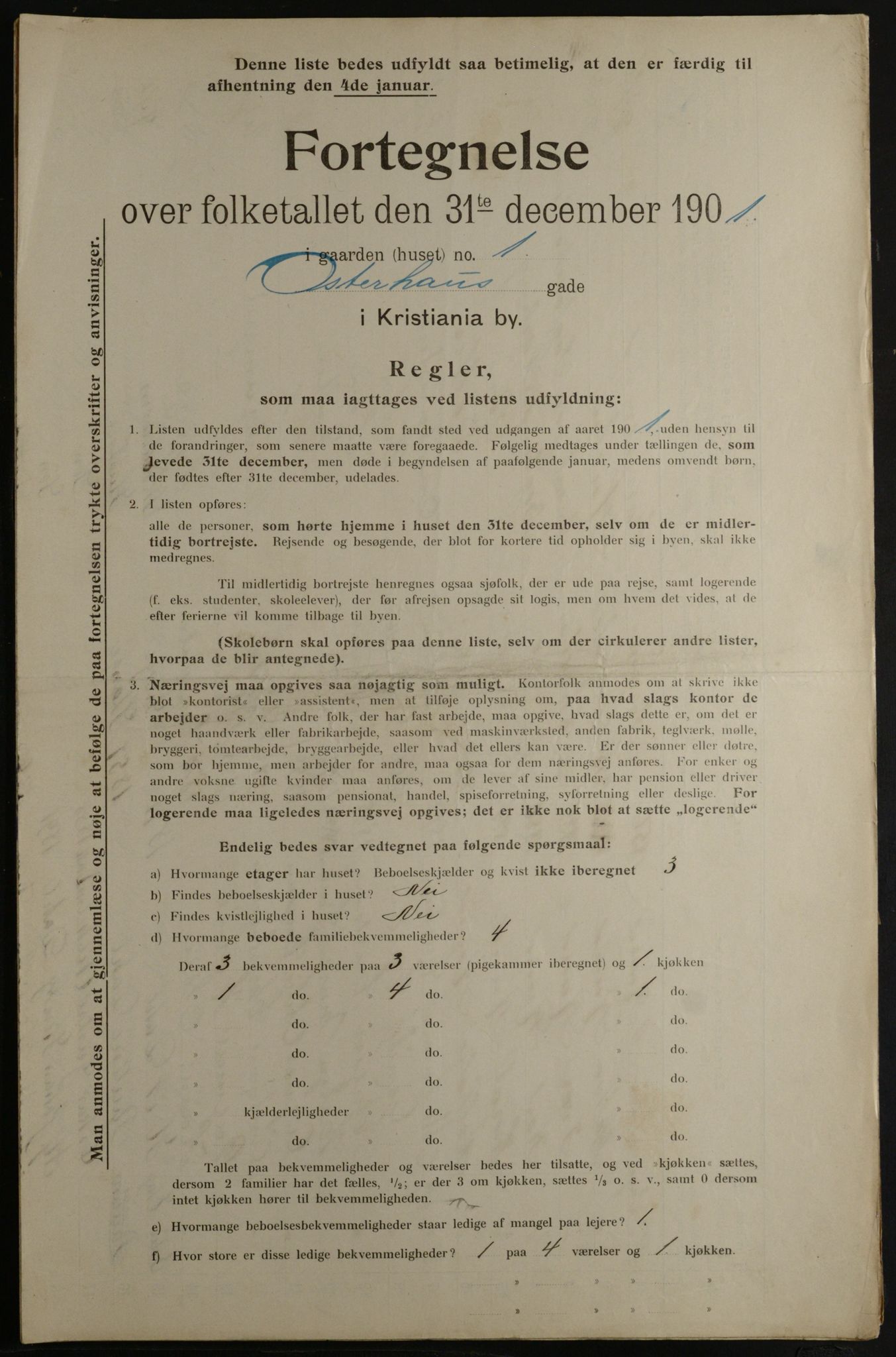 OBA, Municipal Census 1901 for Kristiania, 1901, p. 11864
