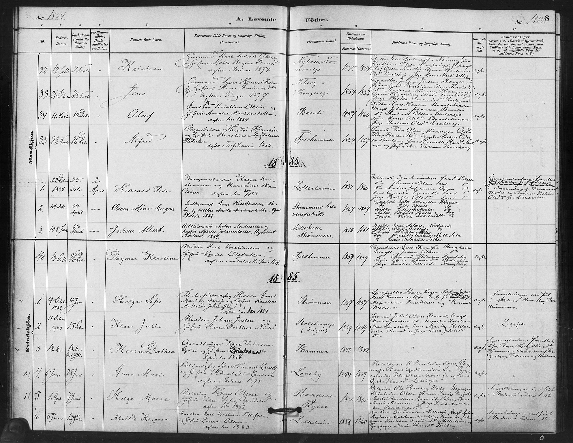 Skedsmo prestekontor Kirkebøker, AV/SAO-A-10033a/F/Fb/L0001: Parish register (official) no. II 1, 1883-1901, p. 8