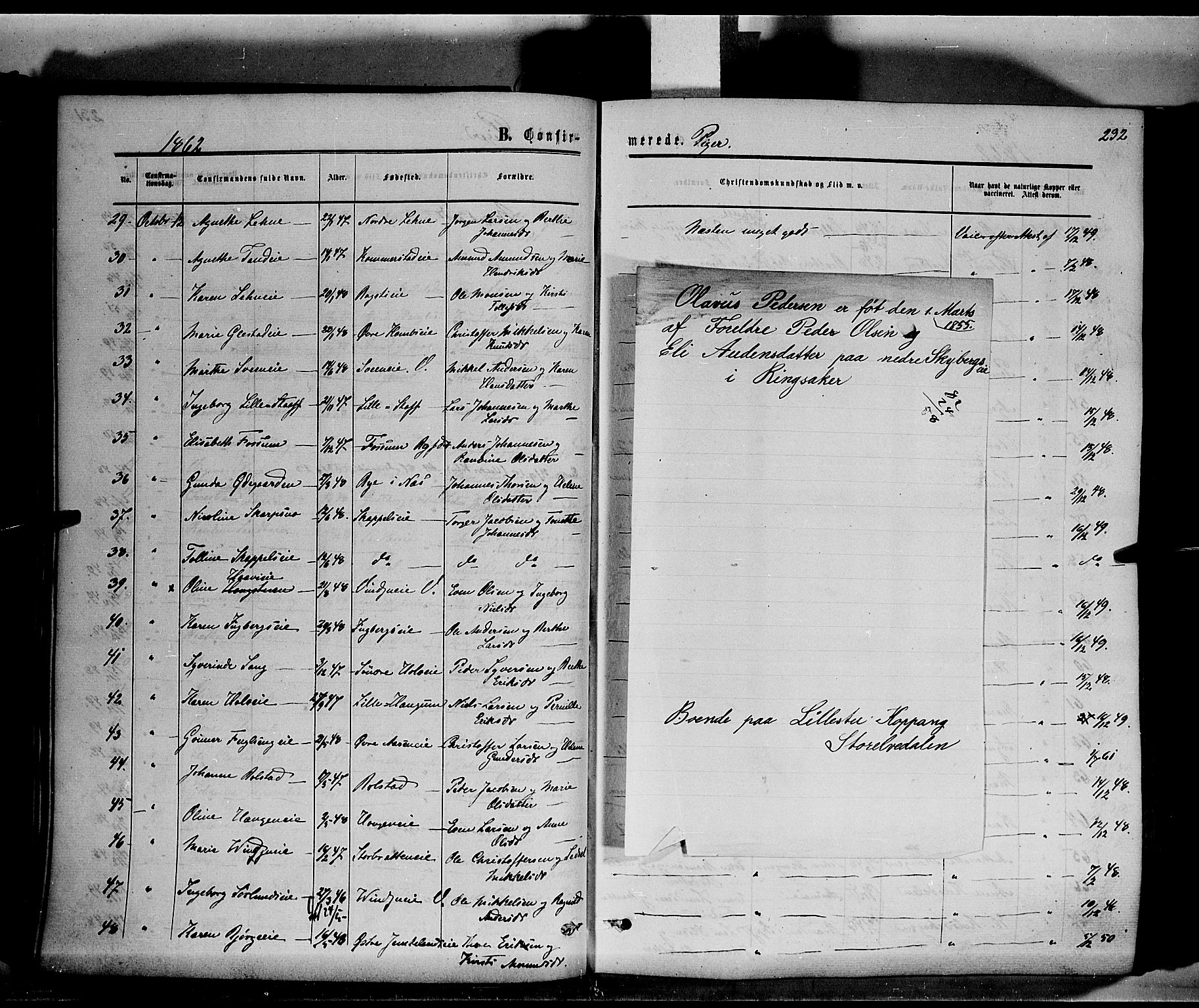 Ringsaker prestekontor, SAH/PREST-014/K/Ka/L0010: Parish register (official) no. 10, 1861-1869, p. 232