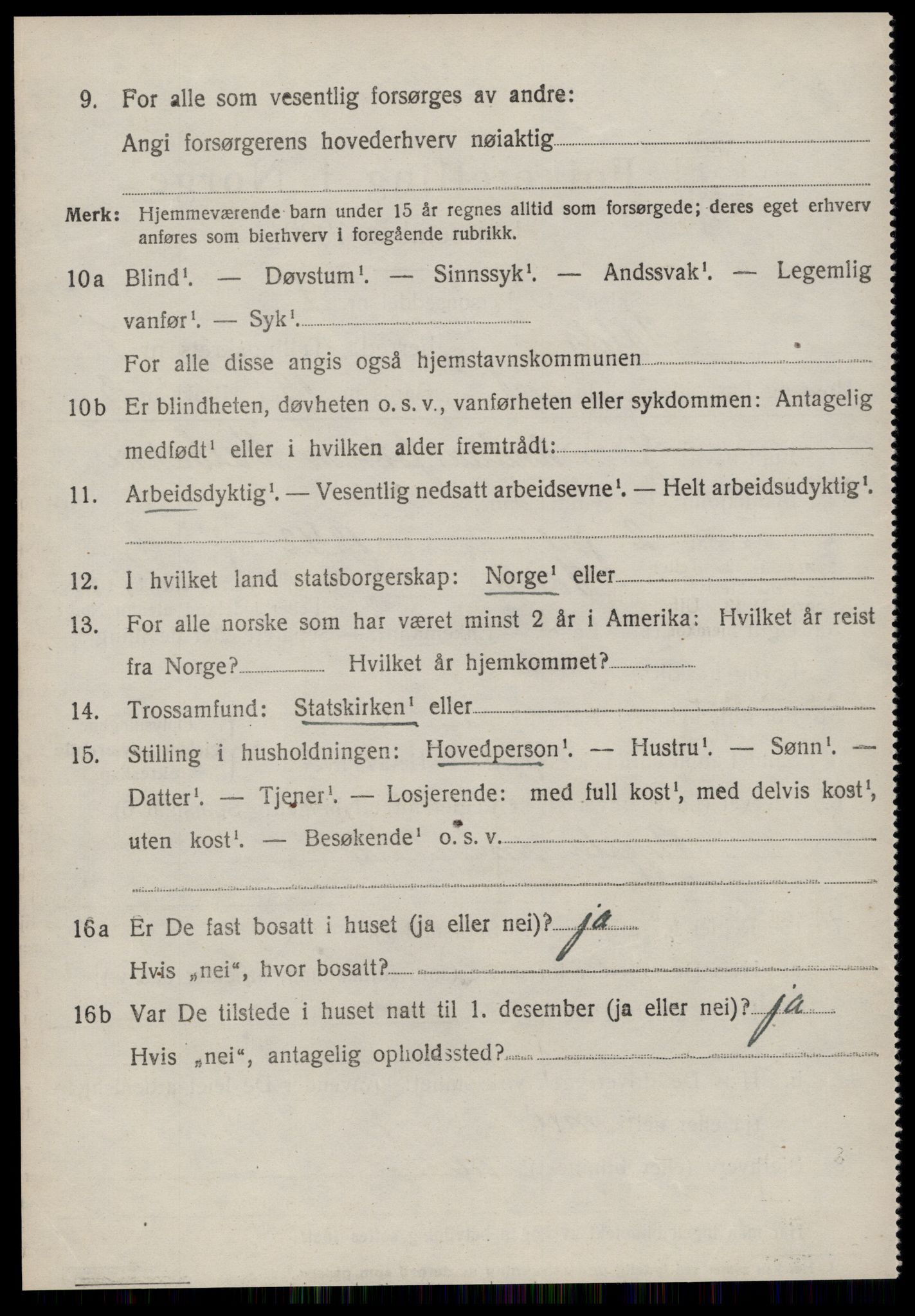 SAT, 1920 census for Volda, 1920, p. 6131