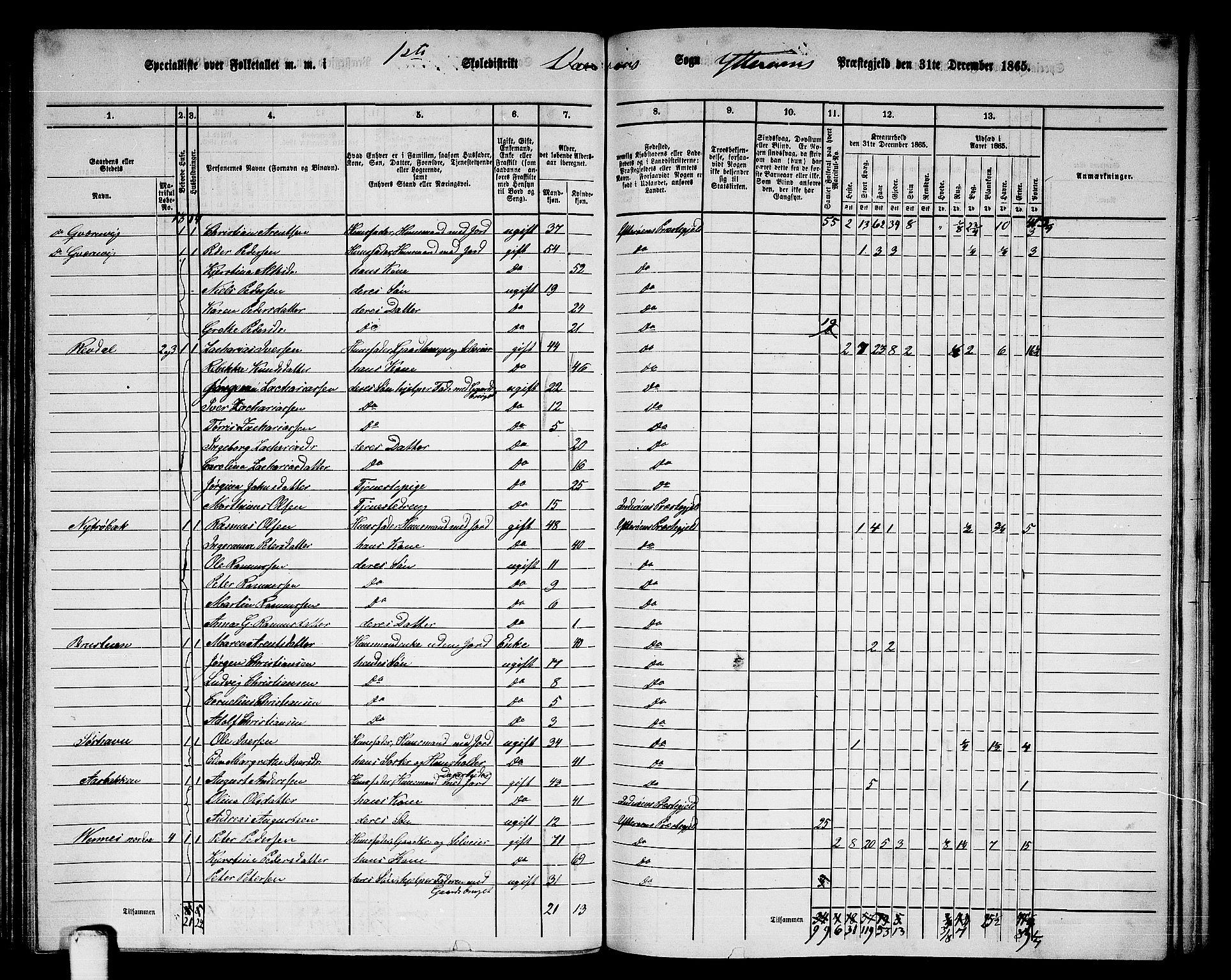 RA, 1865 census for Ytterøy, 1865, p. 126