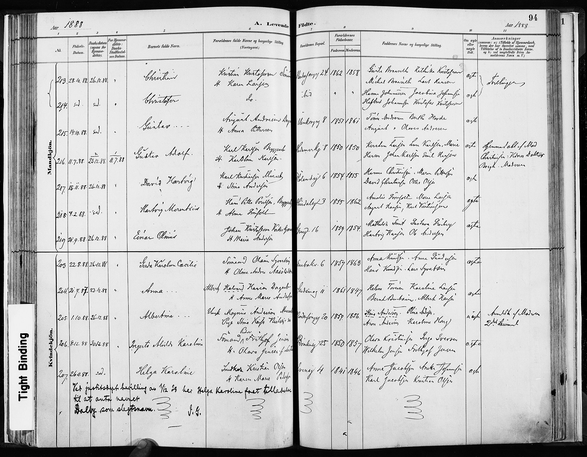 Kampen prestekontor Kirkebøker, AV/SAO-A-10853/F/Fa/L0003: Parish register (official) no. I 3, 1886-1892, p. 94