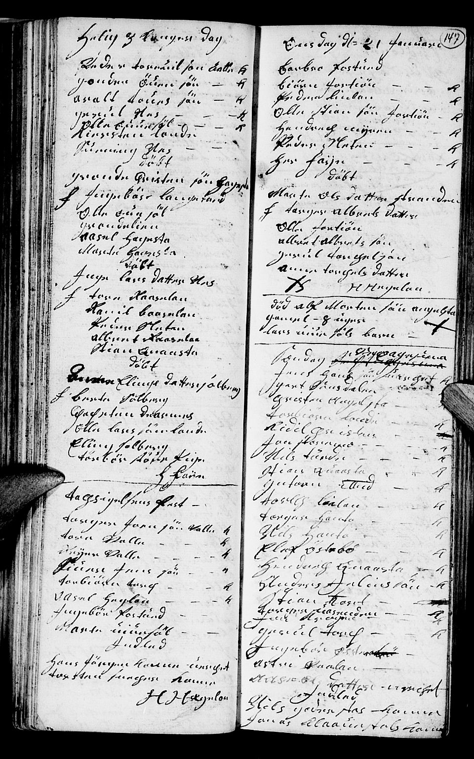 Holt sokneprestkontor, SAK/1111-0021/F/Fb/L0004: Parish register (copy) no. B 4, 1730-1746, p. 147