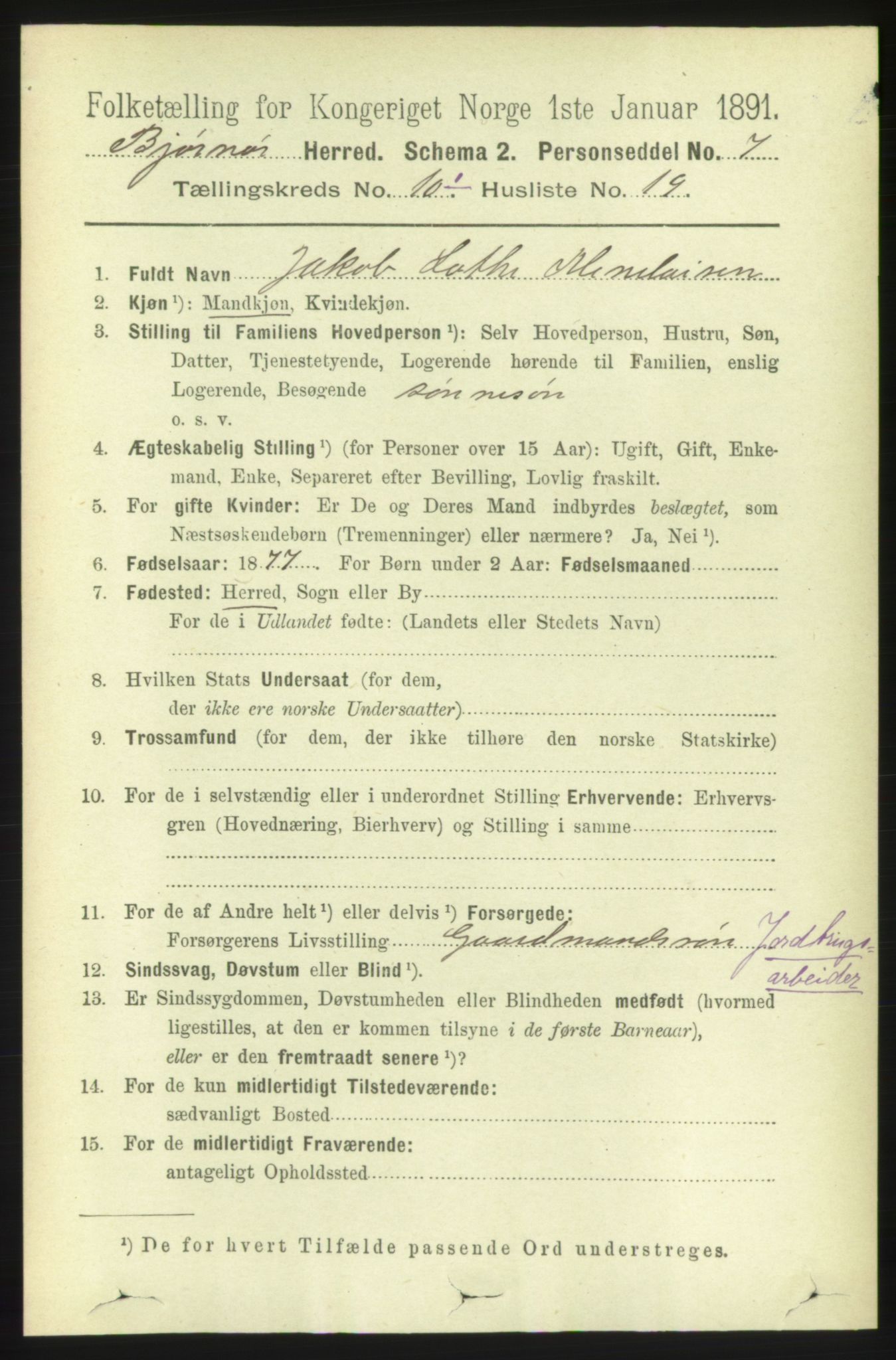 RA, 1891 census for 1632 Bjørnør, 1891, p. 4261
