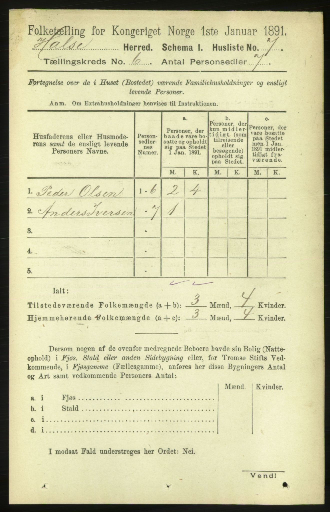 RA, 1891 census for 1571 Halsa, 1891, p. 1457