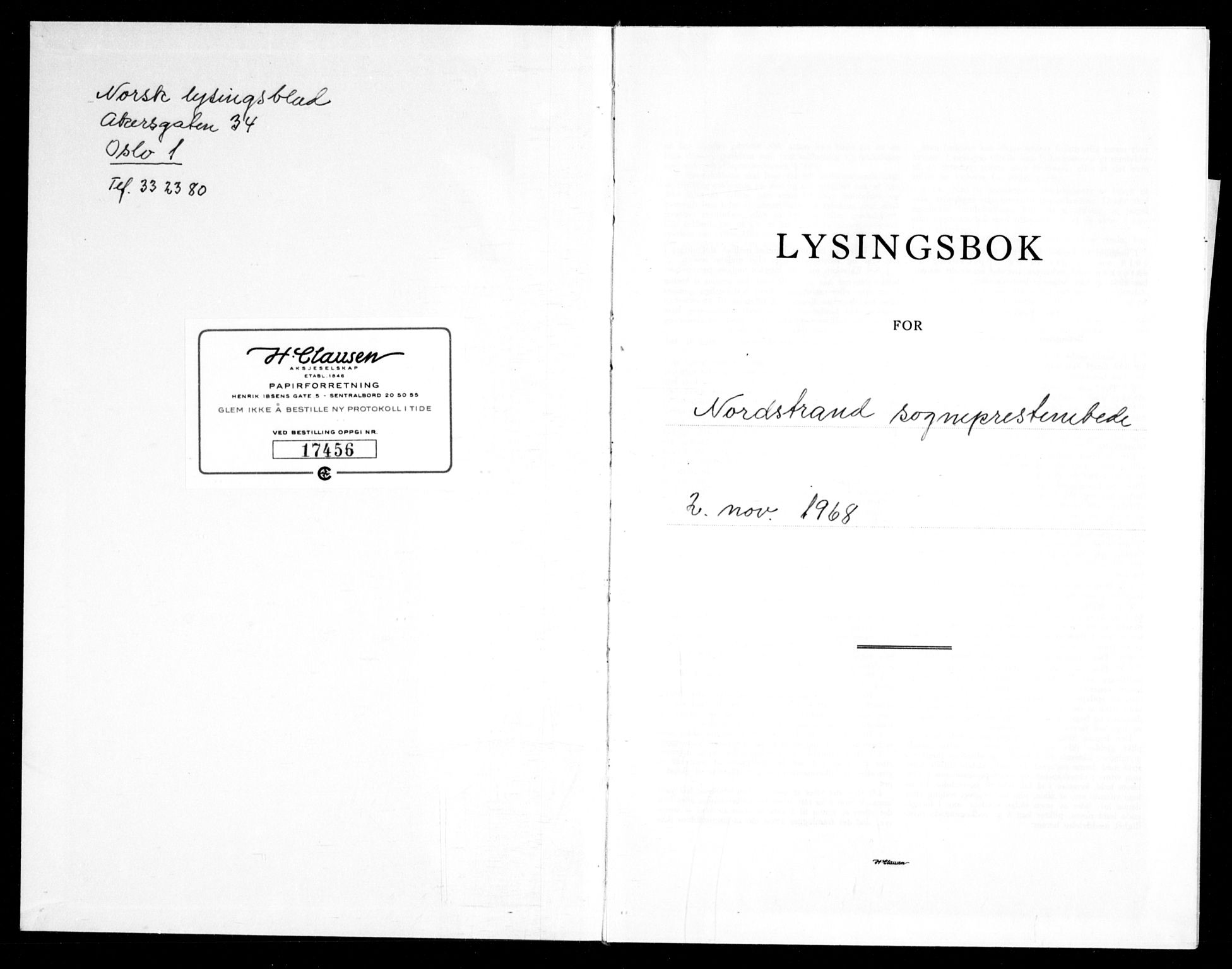 Nordstrand prestekontor Kirkebøker, SAO/A-10362a/H/Ha/L0005: Banns register no. 5, 1968-1969