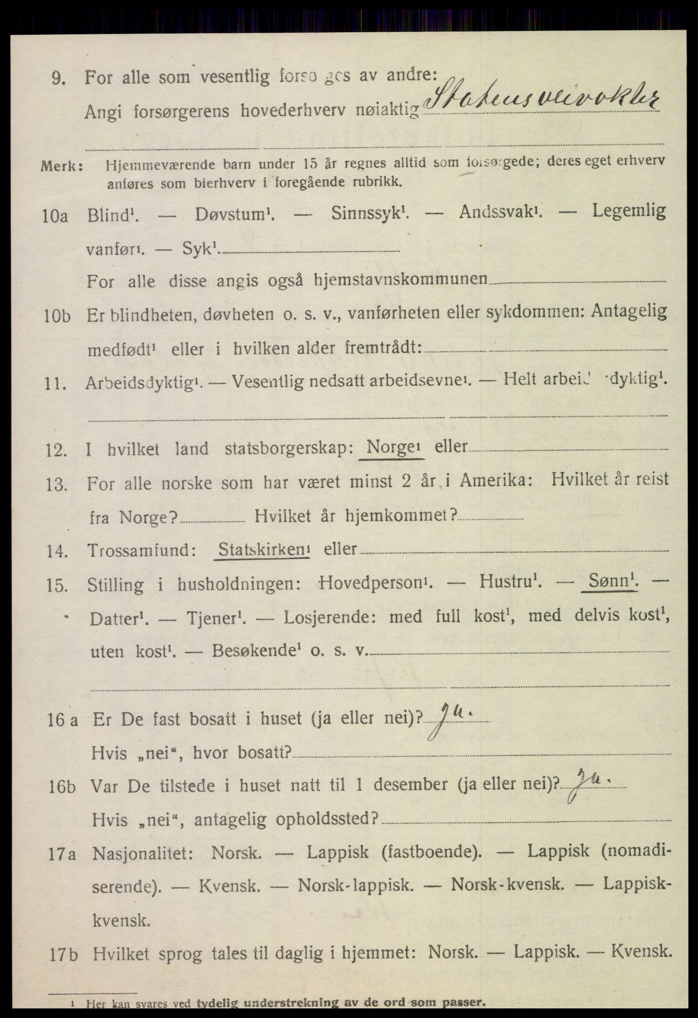 SAT, 1920 census for Nordli, 1920, p. 1826