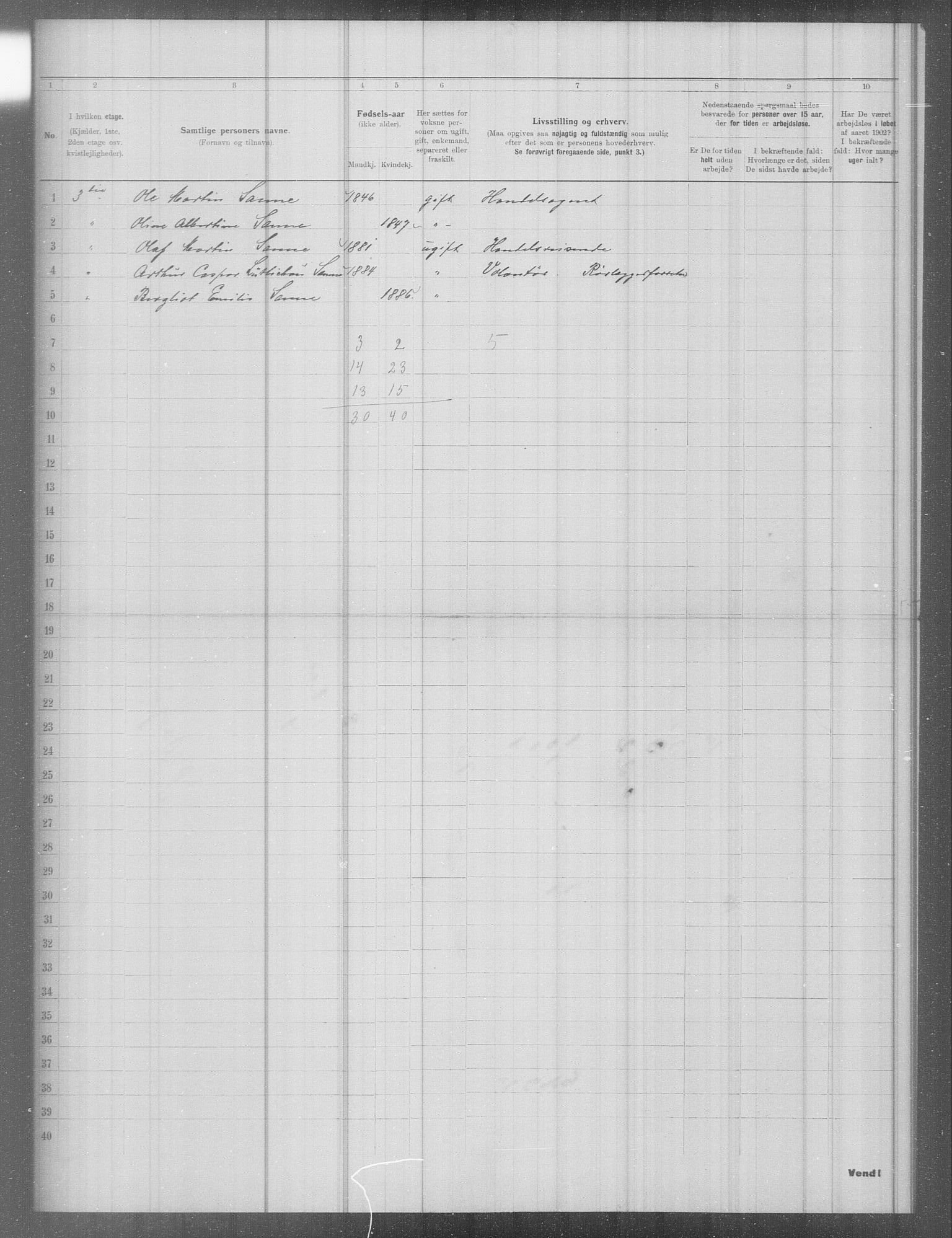 OBA, Municipal Census 1902 for Kristiania, 1902, p. 6515