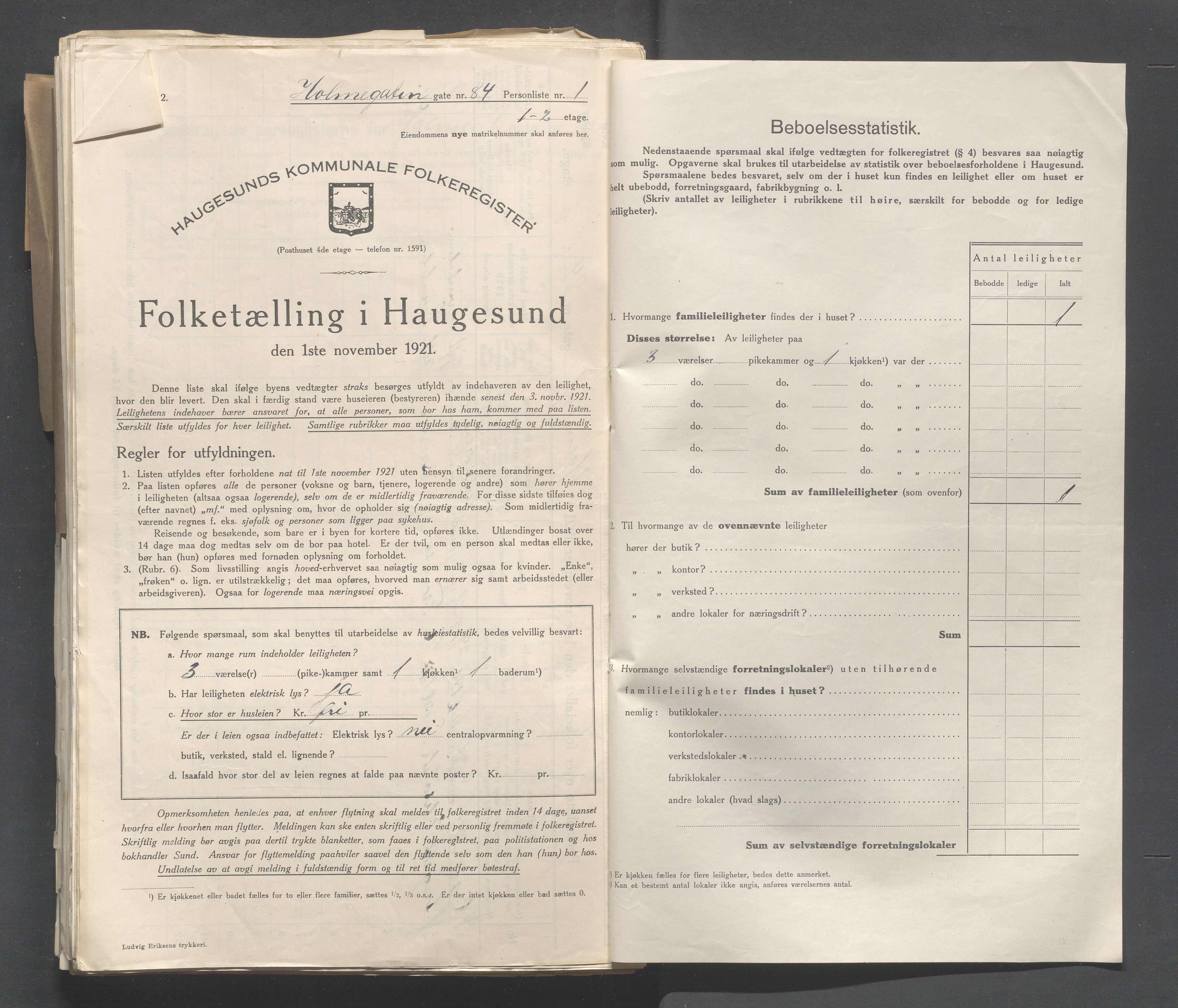 IKAR, Local census 1.11.1921 for Haugesund, 1921, p. 6263