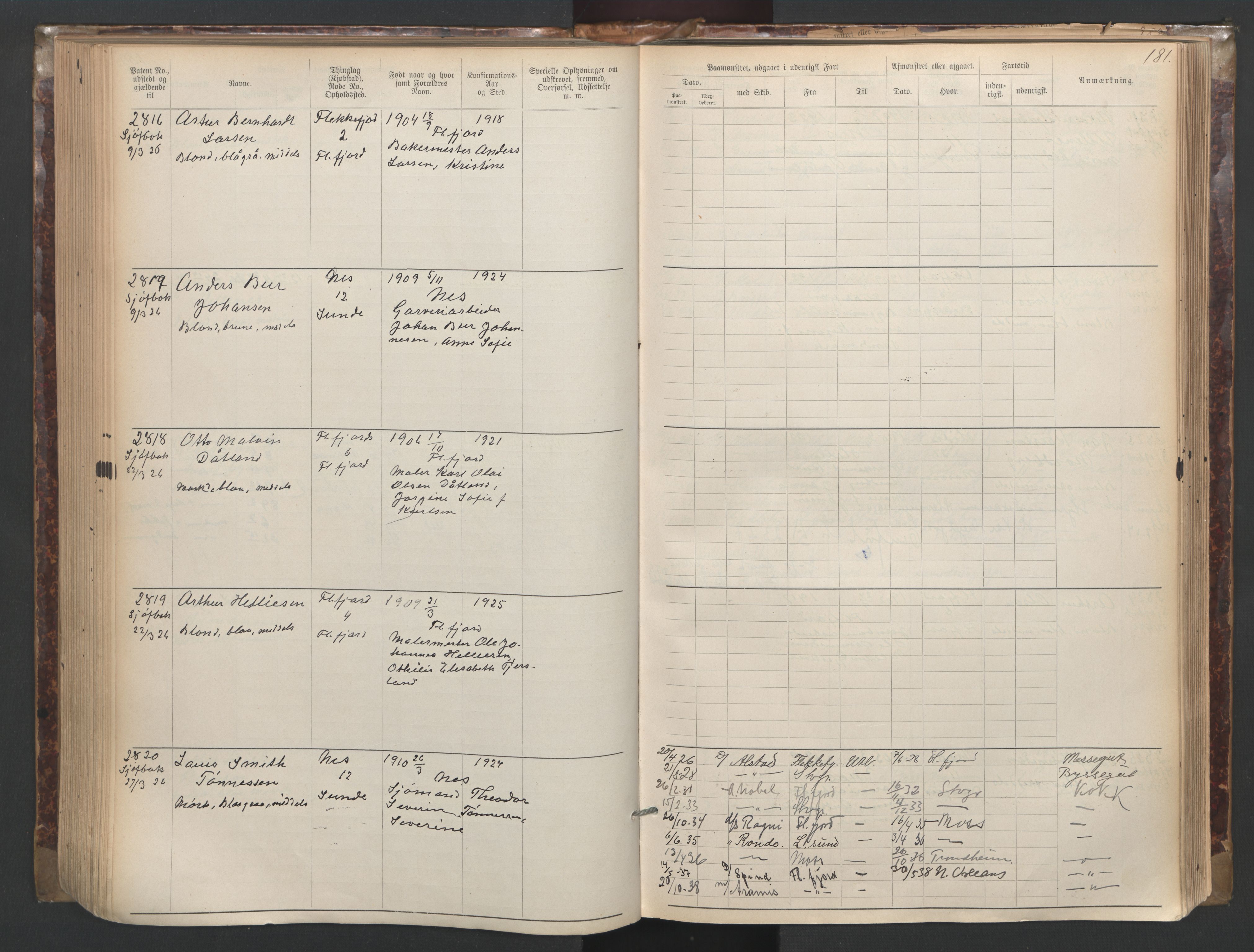 Flekkefjord mønstringskrets, SAK/2031-0018/F/Fa/L0003: Annotasjonsrulle nr 1921-2963 med register, N-3, 1892-1948, p. 213