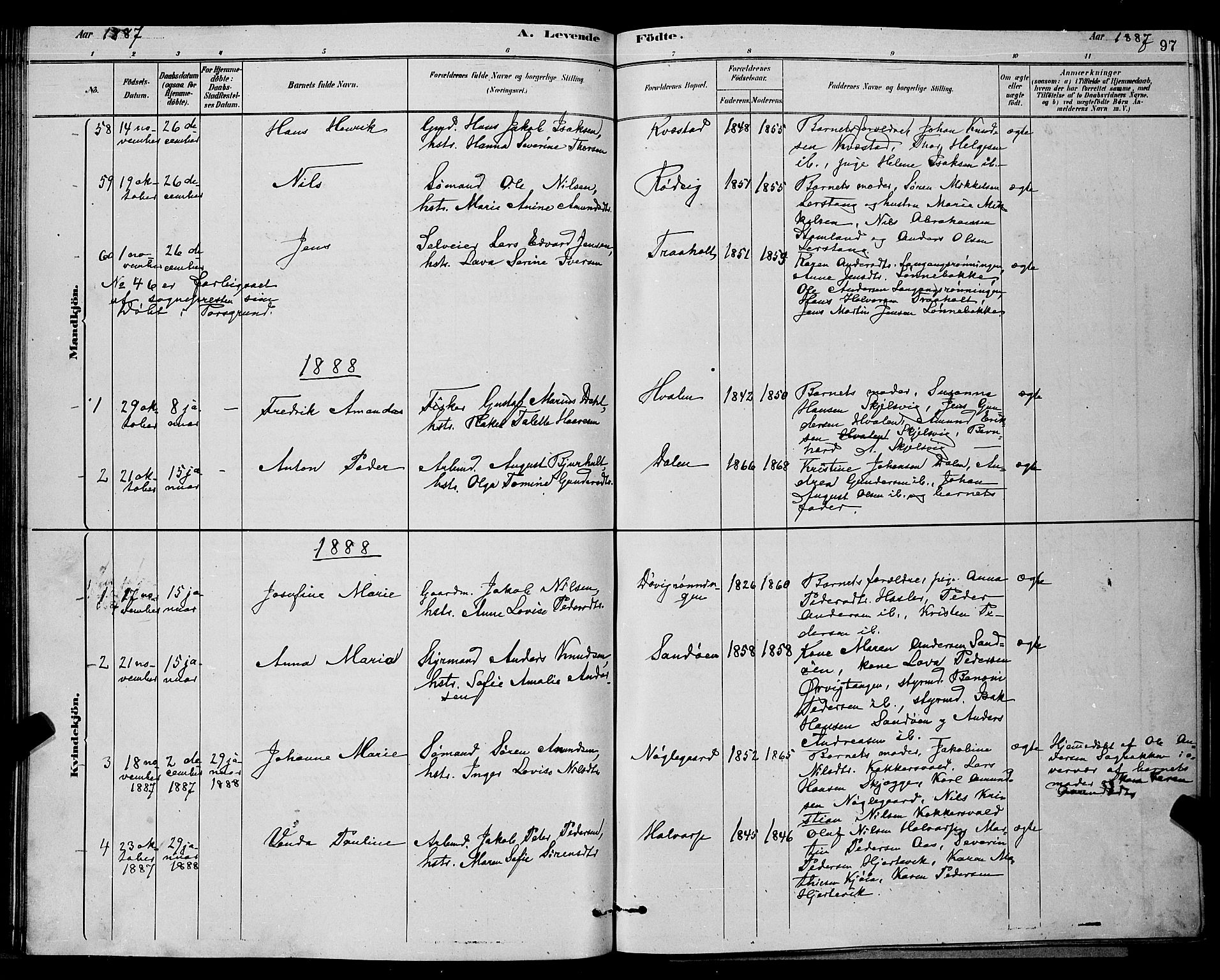 Eidanger kirkebøker, SAKO/A-261/G/Ga/L0002: Parish register (copy) no. 2, 1879-1892, p. 97