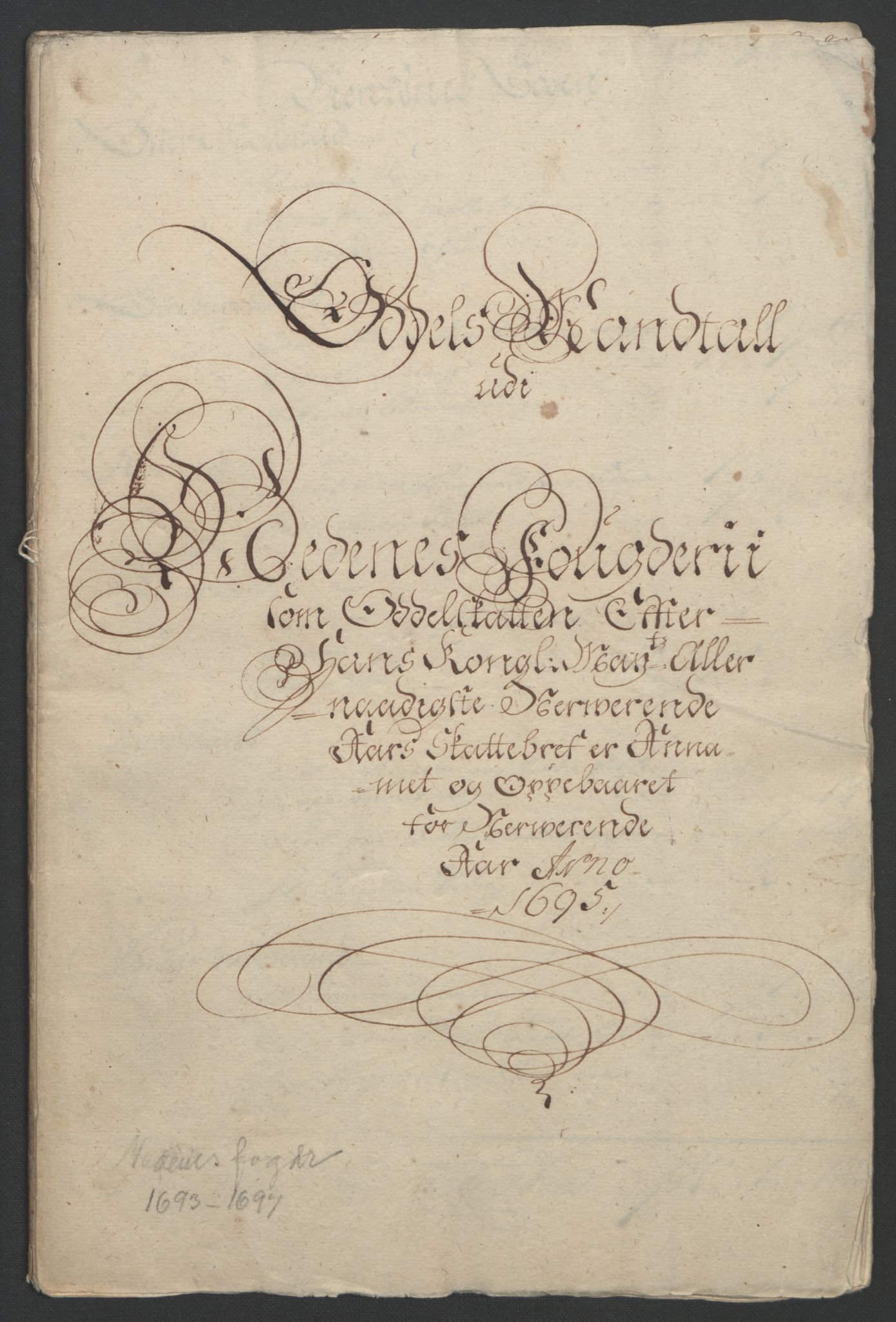 Rentekammeret inntil 1814, Reviderte regnskaper, Fogderegnskap, AV/RA-EA-4092/R39/L2312: Fogderegnskap Nedenes, 1693-1695, p. 293