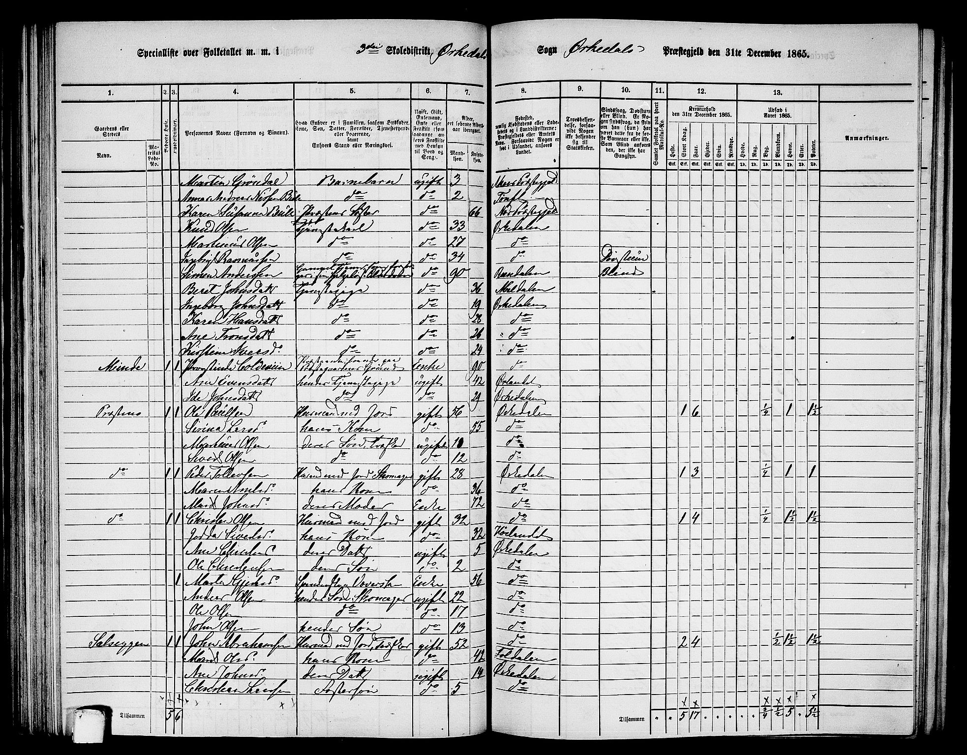 RA, 1865 census for Orkdal, 1865, p. 108