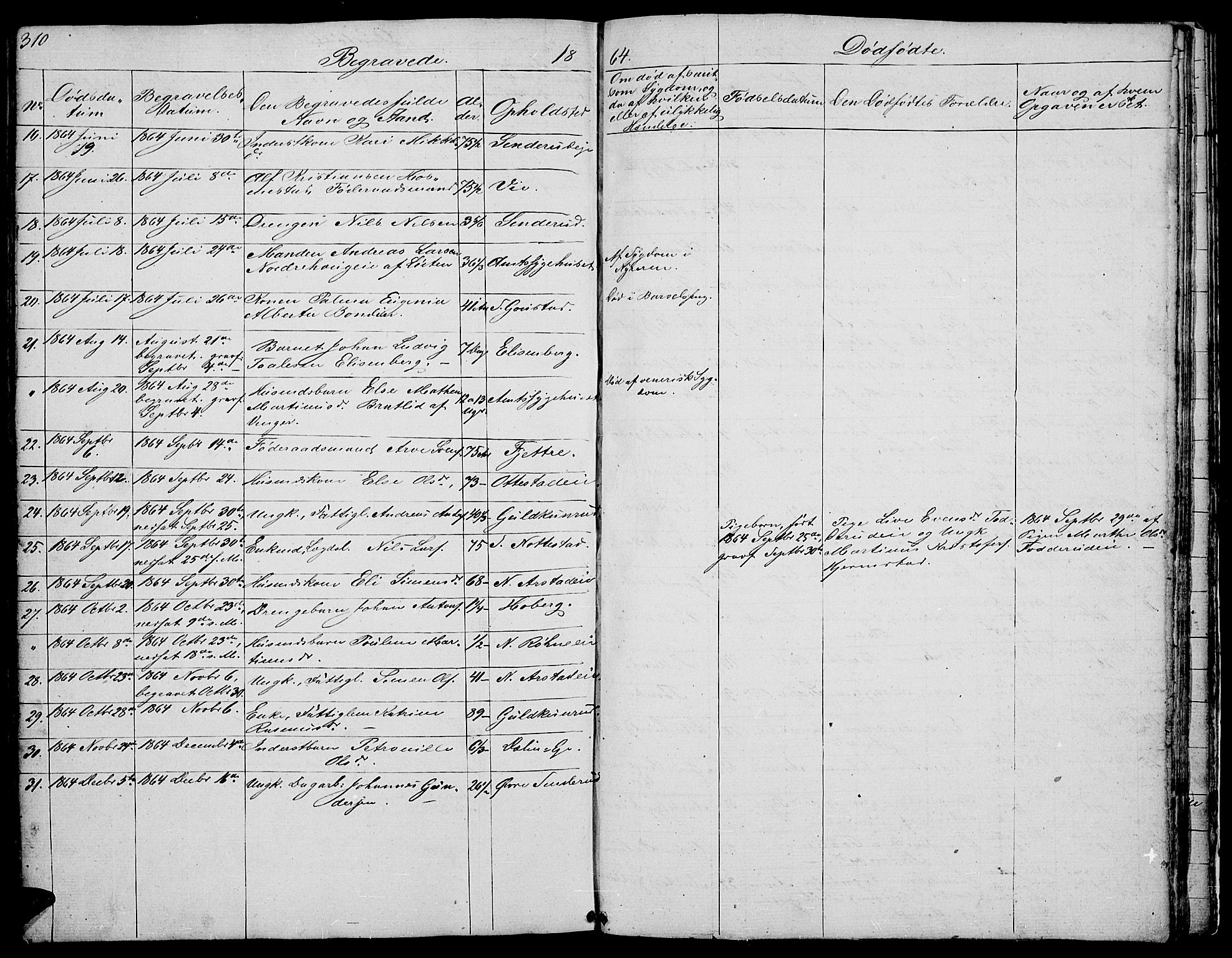 Stange prestekontor, AV/SAH-PREST-002/L/L0002: Parish register (copy) no. 2, 1838-1879, p. 310