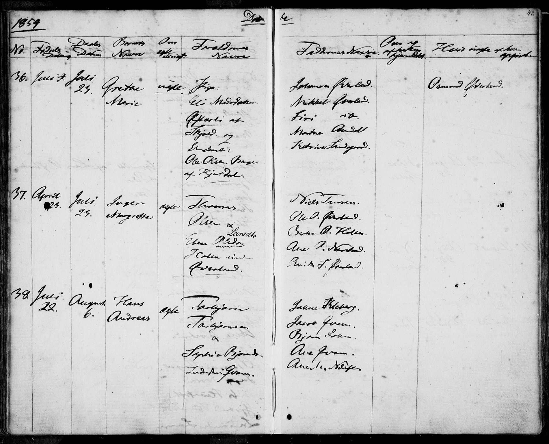 Nedstrand sokneprestkontor, AV/SAST-A-101841/01/IV: Parish register (official) no. A 8, 1839-1860, p. 42