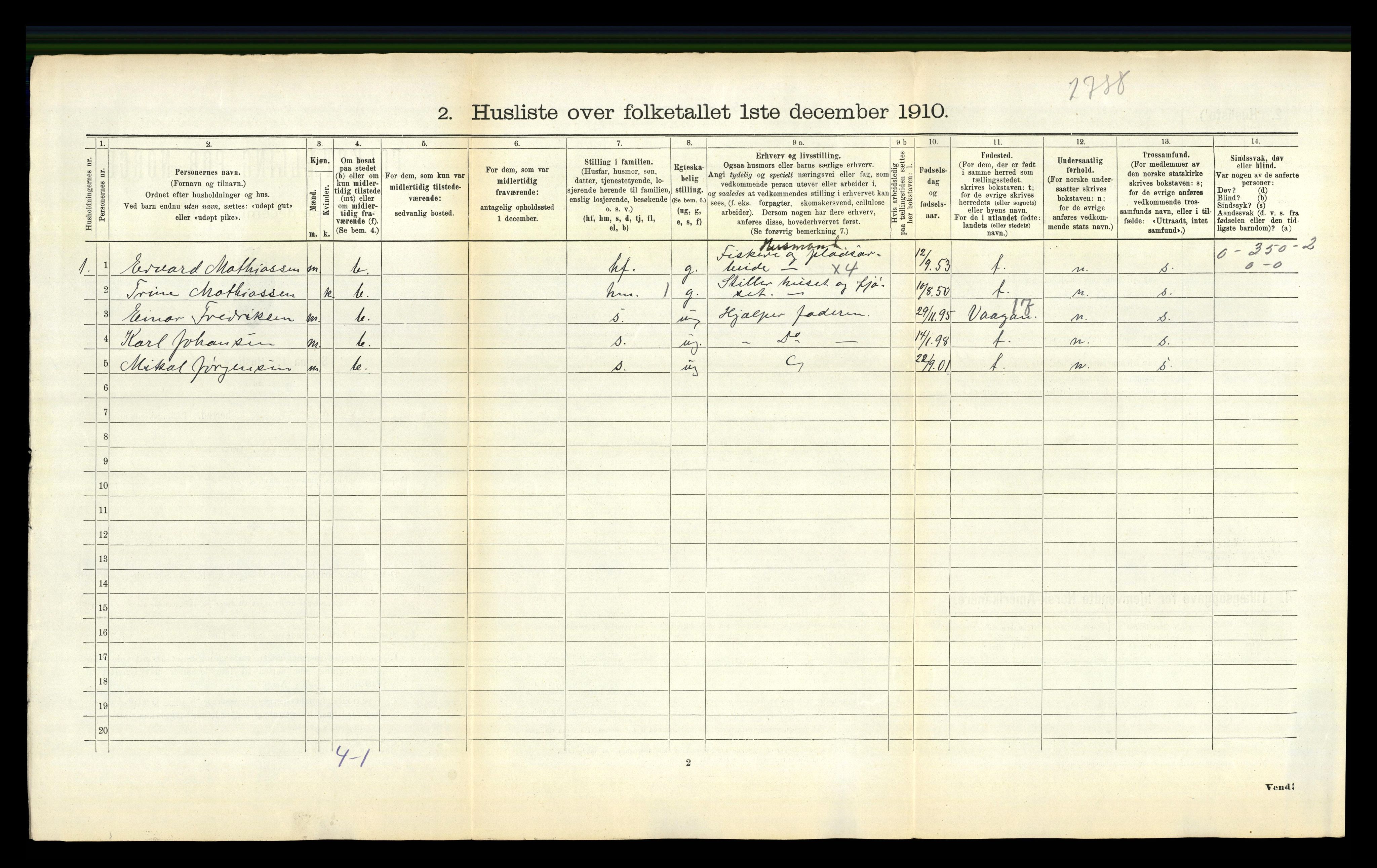 RA, 1910 census for Buksnes, 1910, p. 407