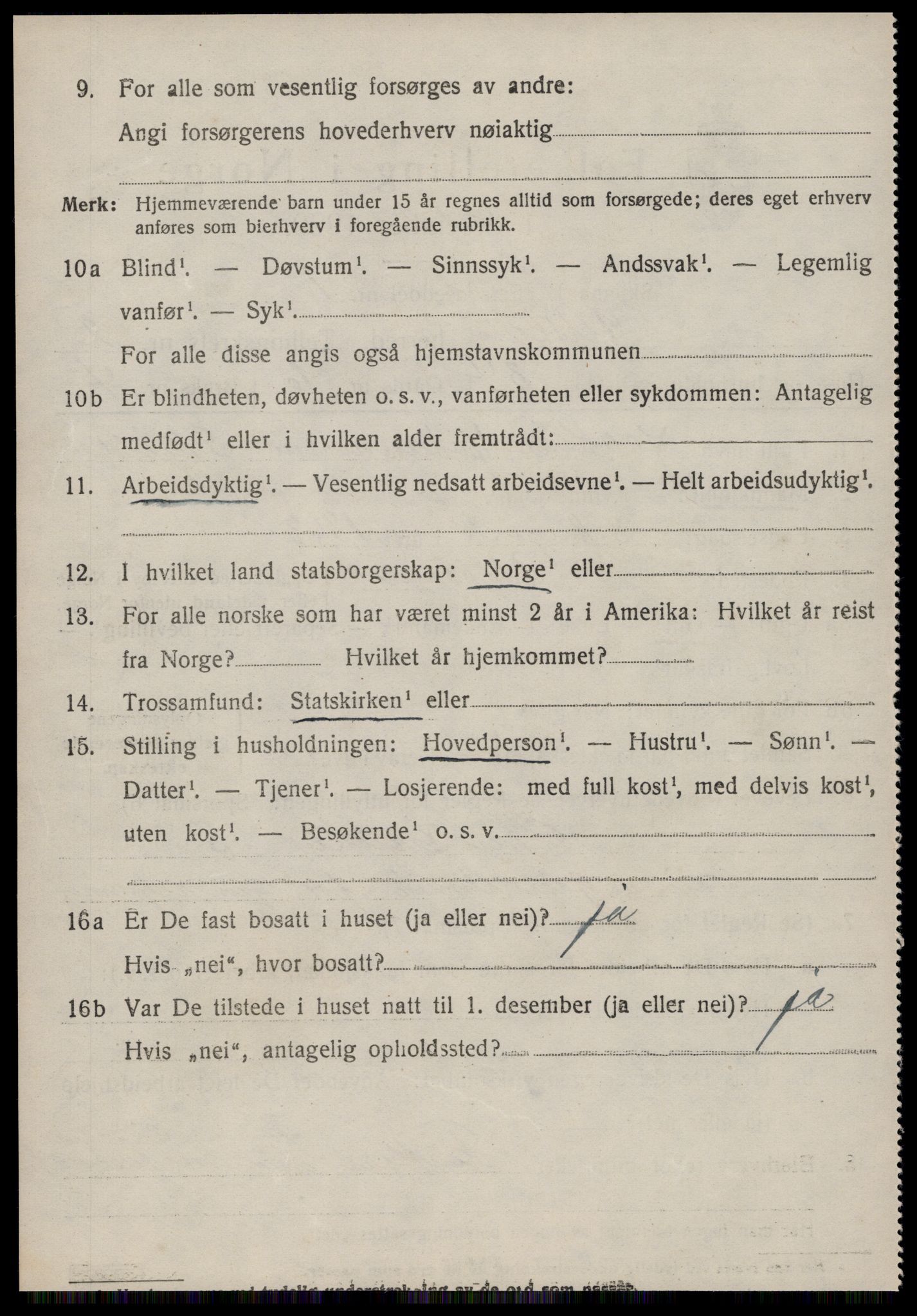 SAT, 1920 census for Ulstein, 1920, p. 1609