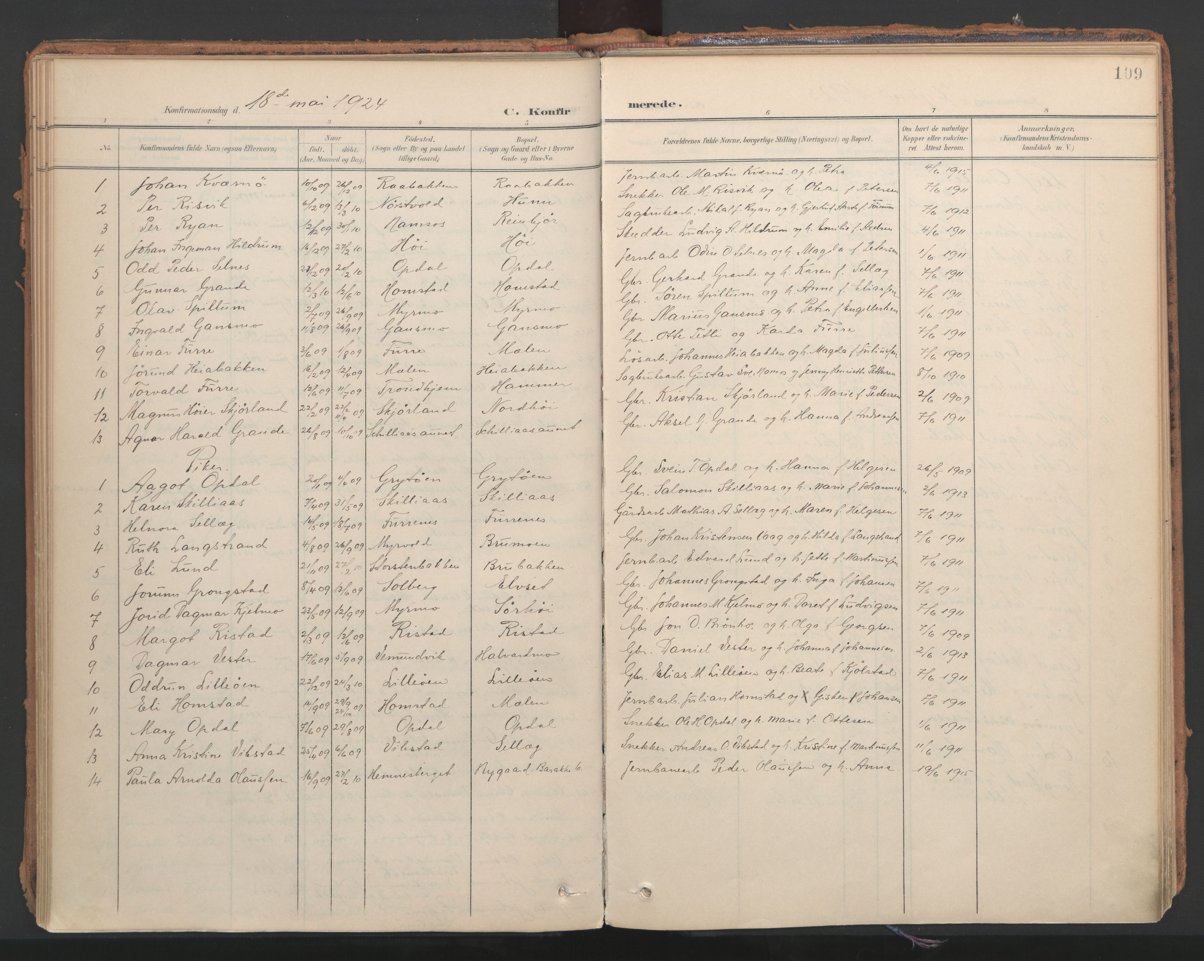 Ministerialprotokoller, klokkerbøker og fødselsregistre - Nord-Trøndelag, AV/SAT-A-1458/766/L0564: Parish register (official) no. 767A02, 1900-1932, p. 109