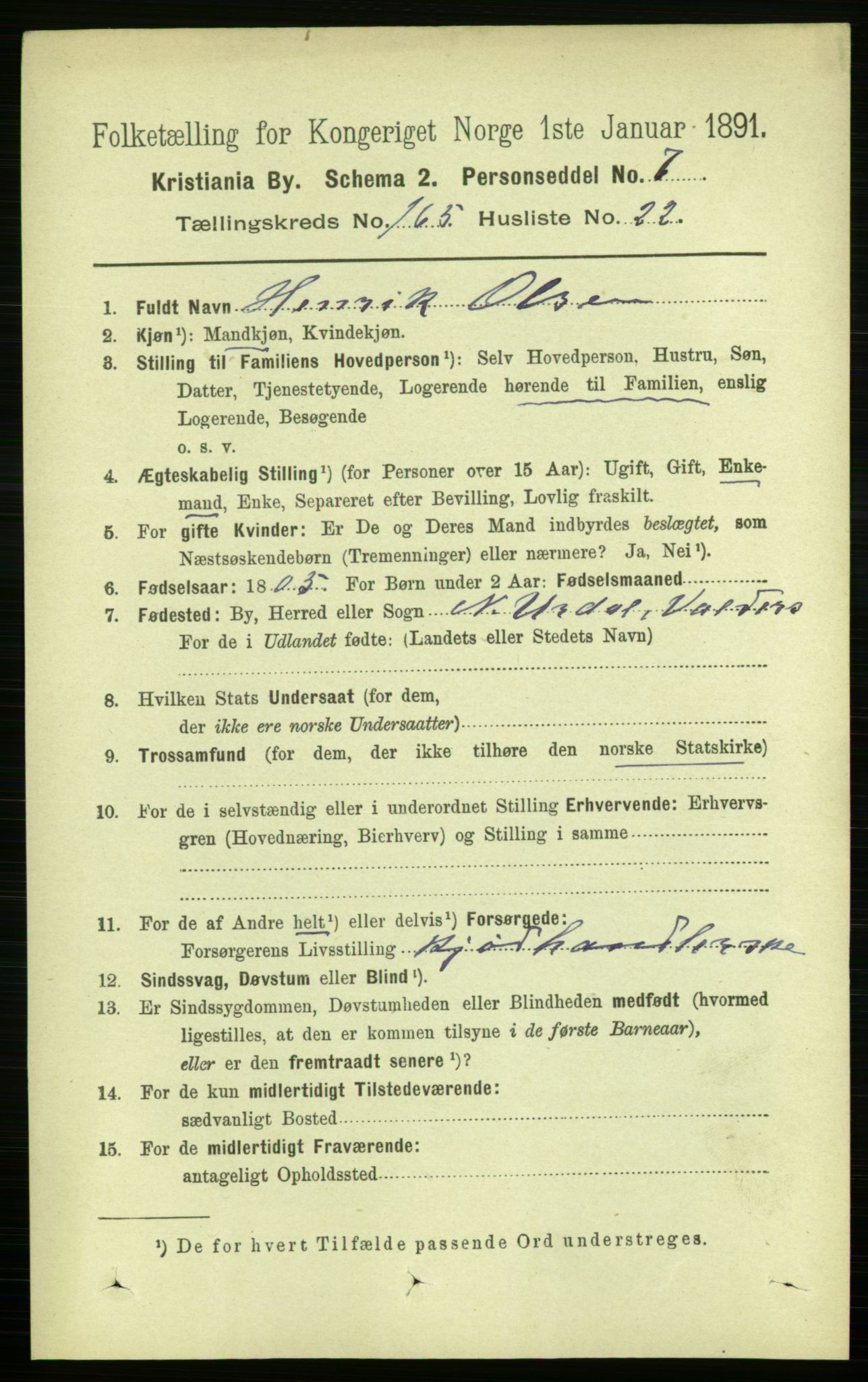 RA, 1891 census for 0301 Kristiania, 1891, p. 95817