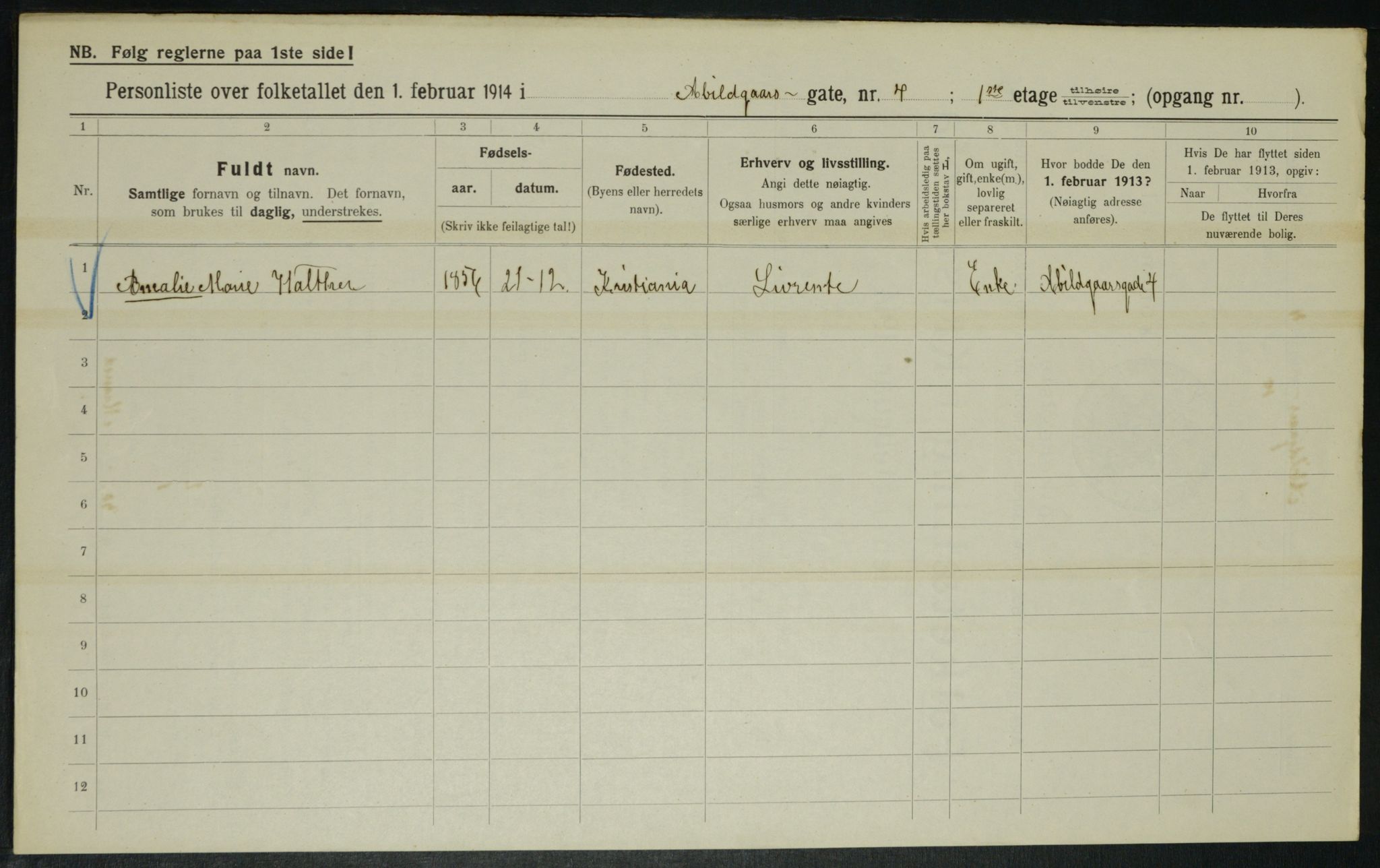 OBA, Municipal Census 1914 for Kristiania, 1914, p. 23