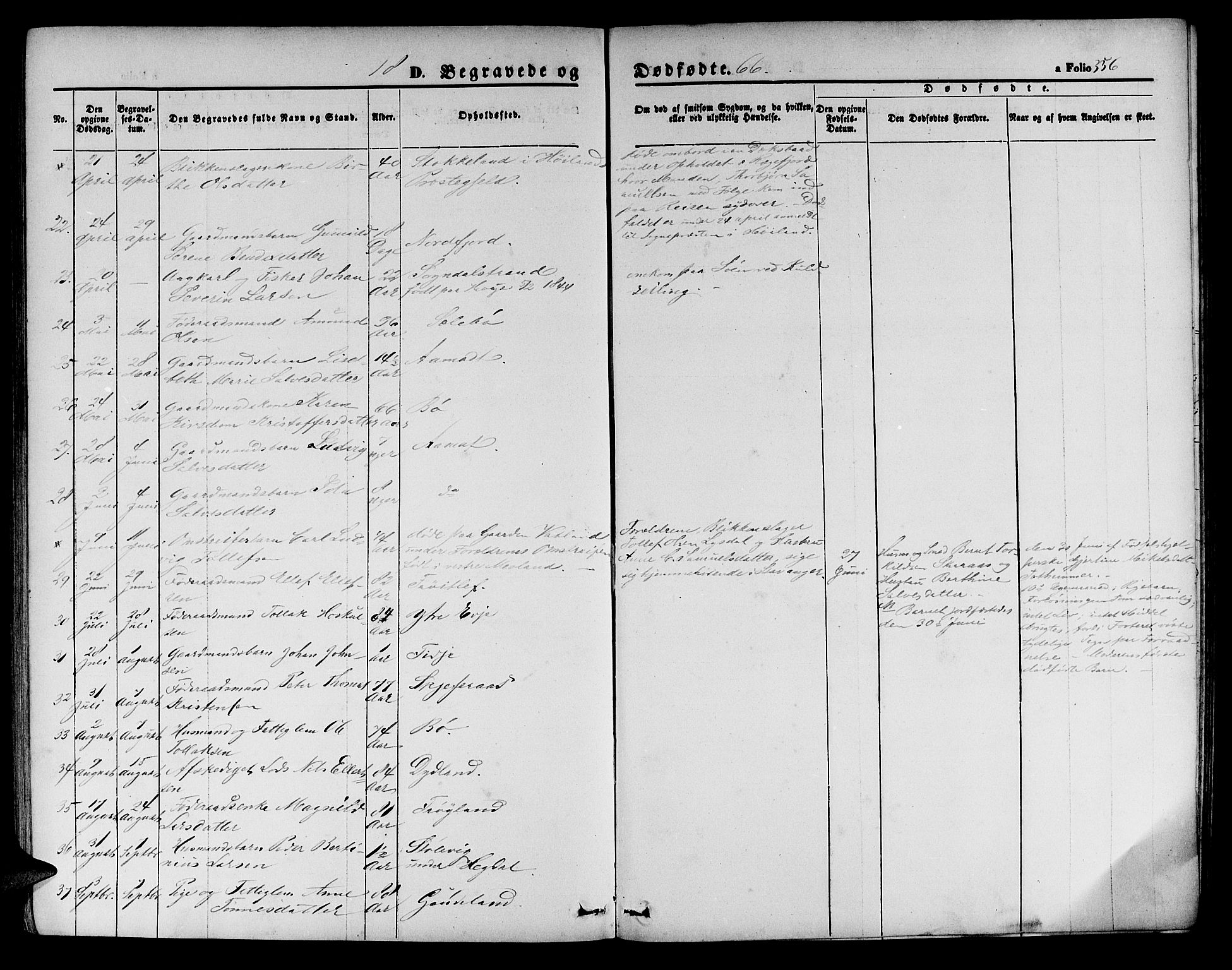 Sokndal sokneprestkontor, SAST/A-101808: Parish register (copy) no. B 3, 1865-1879, p. 356