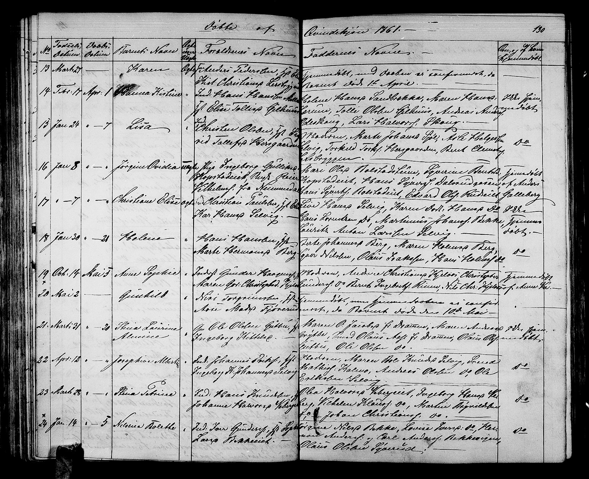 Sande Kirkebøker, AV/SAKO-A-53/G/Ga/L0002: Parish register (copy) no. 2, 1847-1863, p. 130