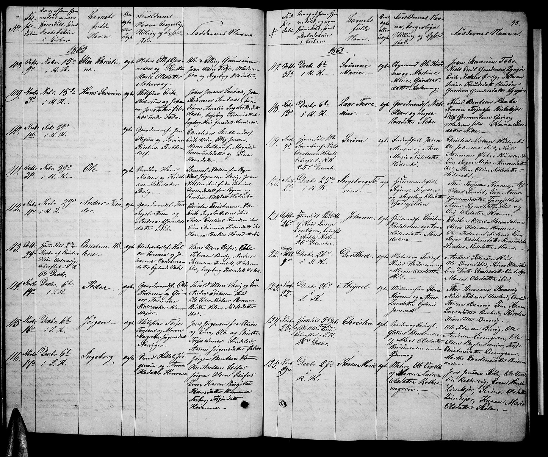 Søndeled sokneprestkontor, AV/SAK-1111-0038/F/Fb/L0004: Parish register (copy) no. B 4, 1857-1884, p. 45