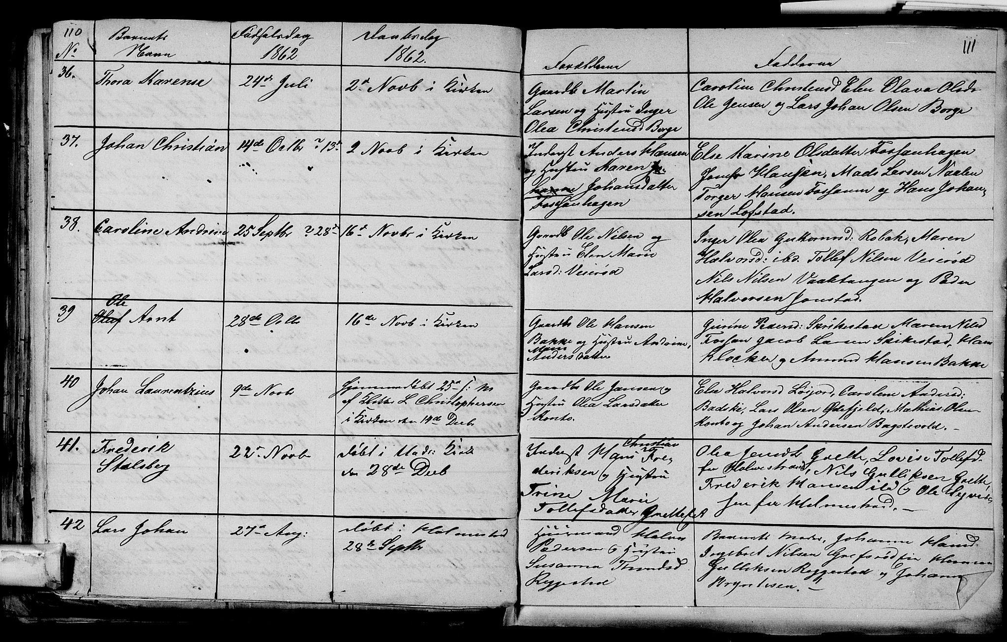 Våle kirkebøker, AV/SAKO-A-334/G/Ga/L0002: Parish register (copy) no. I 2, 1851-1863, p. 110-111