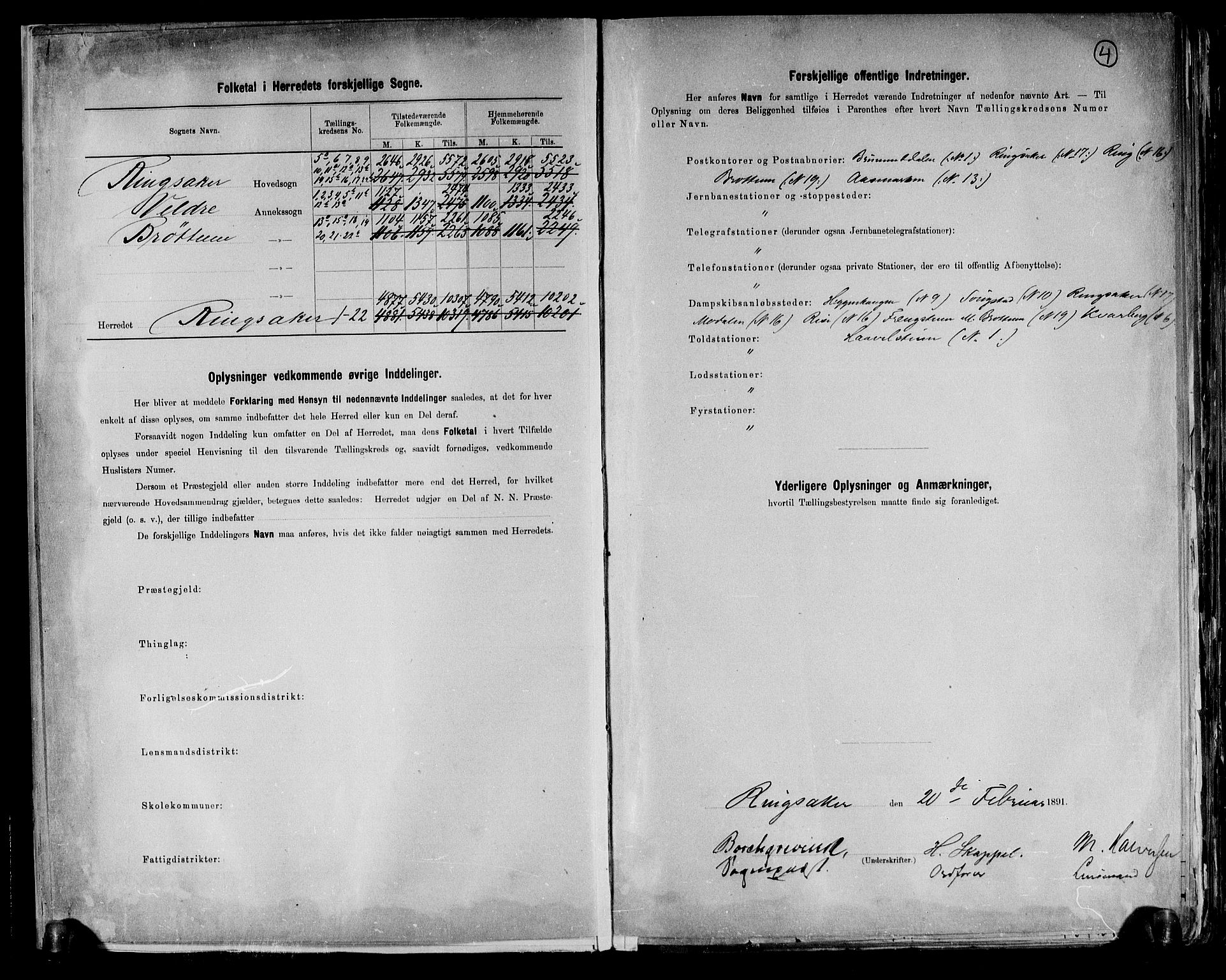 RA, 1891 census for 0412 Ringsaker, 1891, p. 4