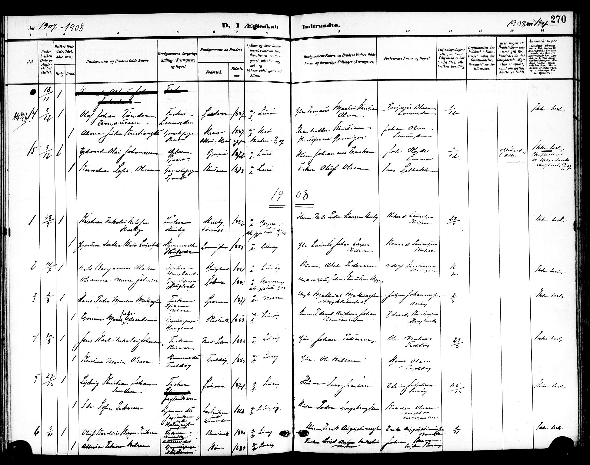 Ministerialprotokoller, klokkerbøker og fødselsregistre - Nordland, AV/SAT-A-1459/839/L0569: Parish register (official) no. 839A06, 1903-1922, p. 270