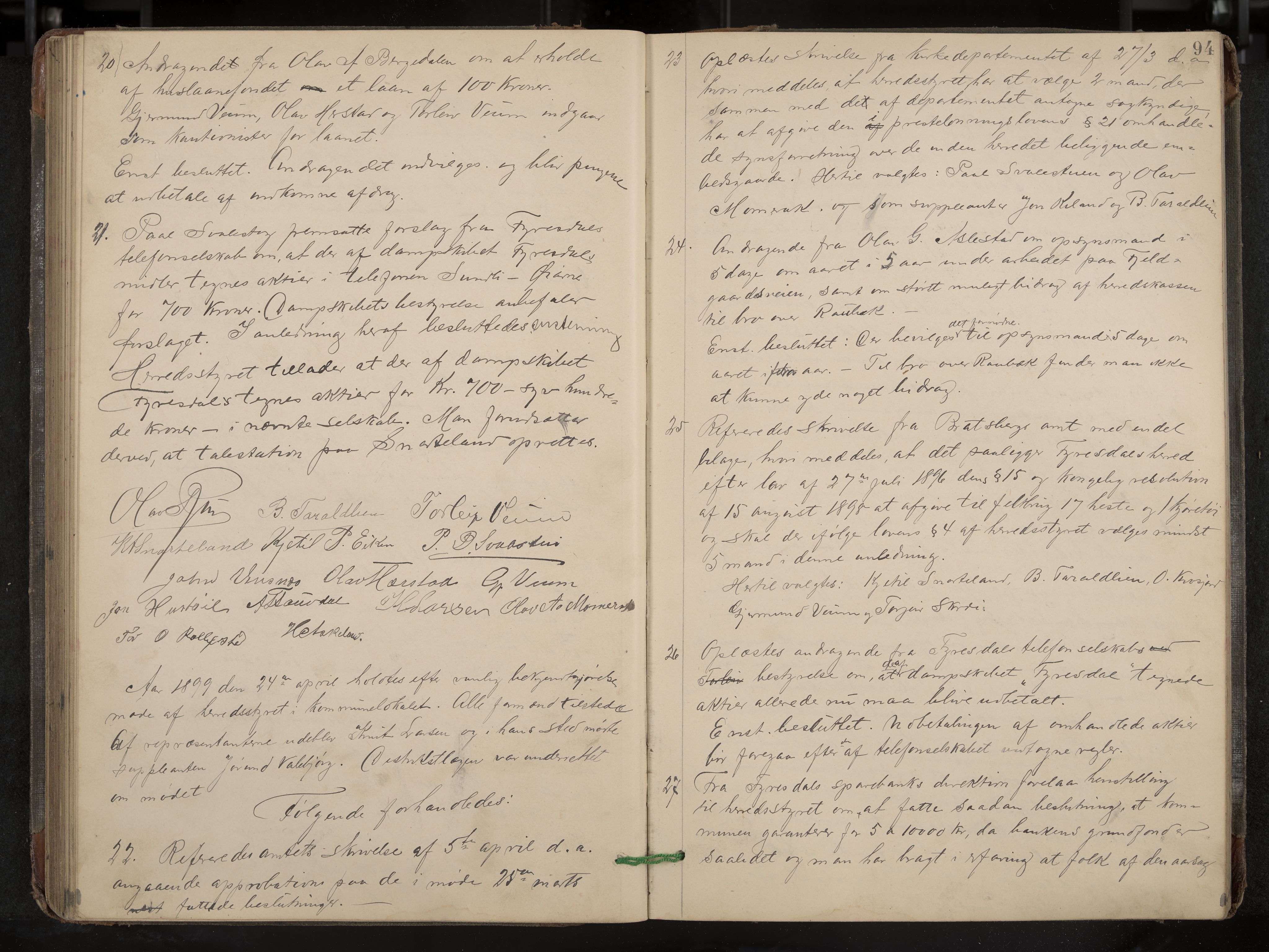Fyresdal formannskap og sentraladministrasjon, IKAK/0831021-1/Aa/L0003: Møtebok, 1894-1903, p. 94