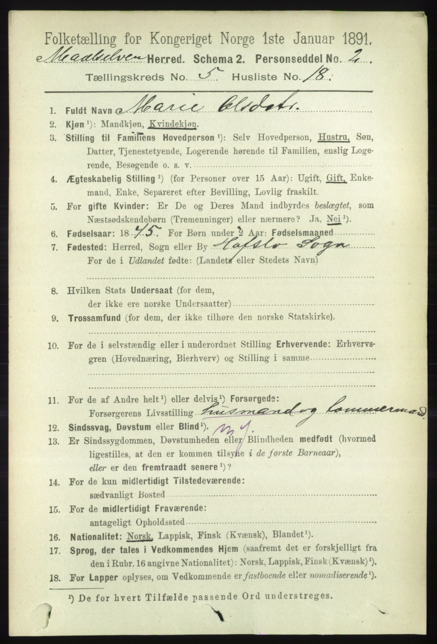 RA, 1891 census for 1924 Målselv, 1891, p. 1747
