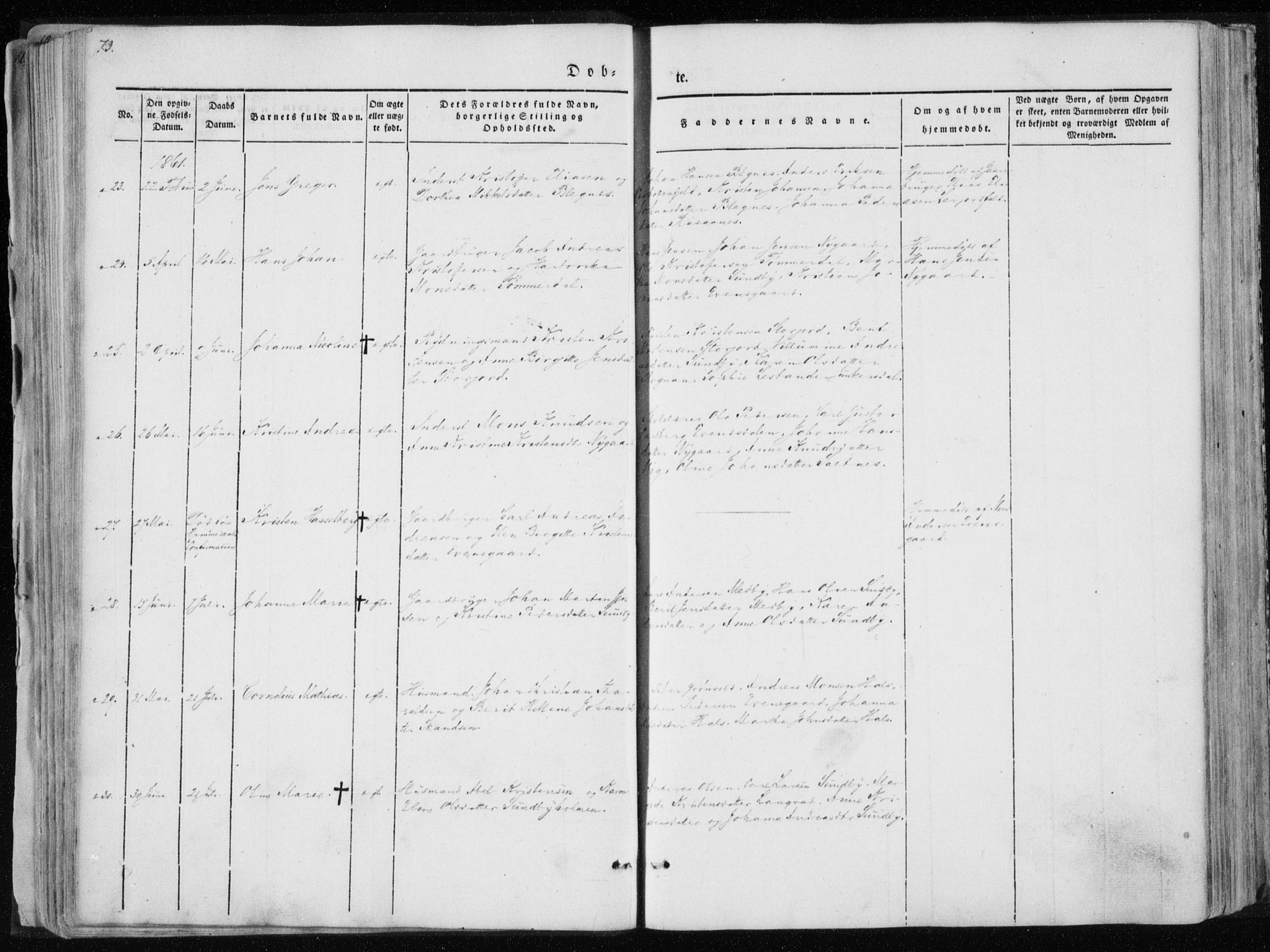 Ministerialprotokoller, klokkerbøker og fødselsregistre - Nordland, AV/SAT-A-1459/847/L0666: Parish register (official) no. 847A06, 1842-1871, p. 73