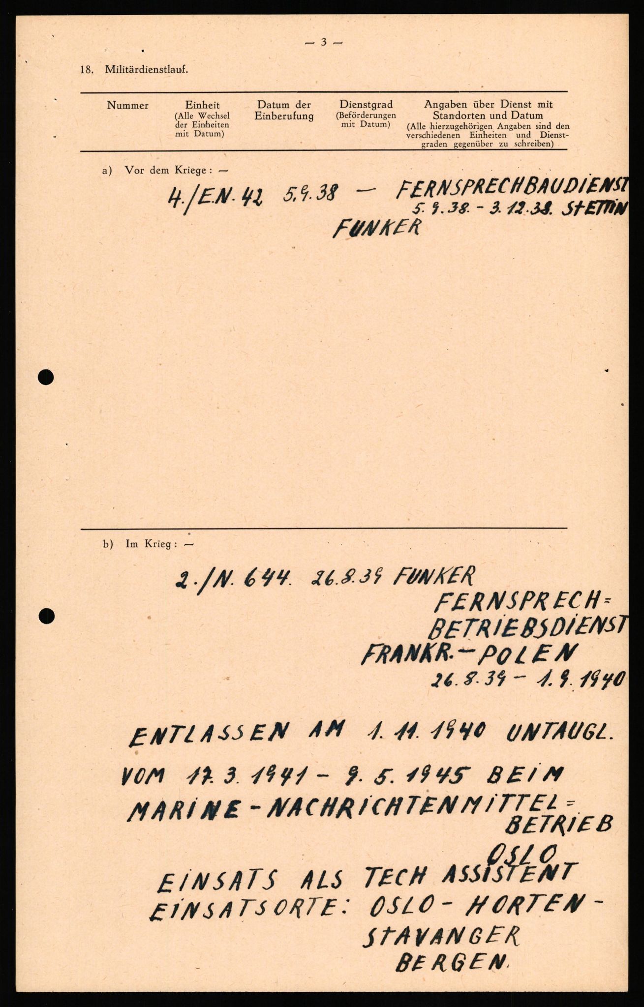 Forsvaret, Forsvarets overkommando II, AV/RA-RAFA-3915/D/Db/L0026: CI Questionaires. Tyske okkupasjonsstyrker i Norge. Tyskere., 1945-1946, p. 139