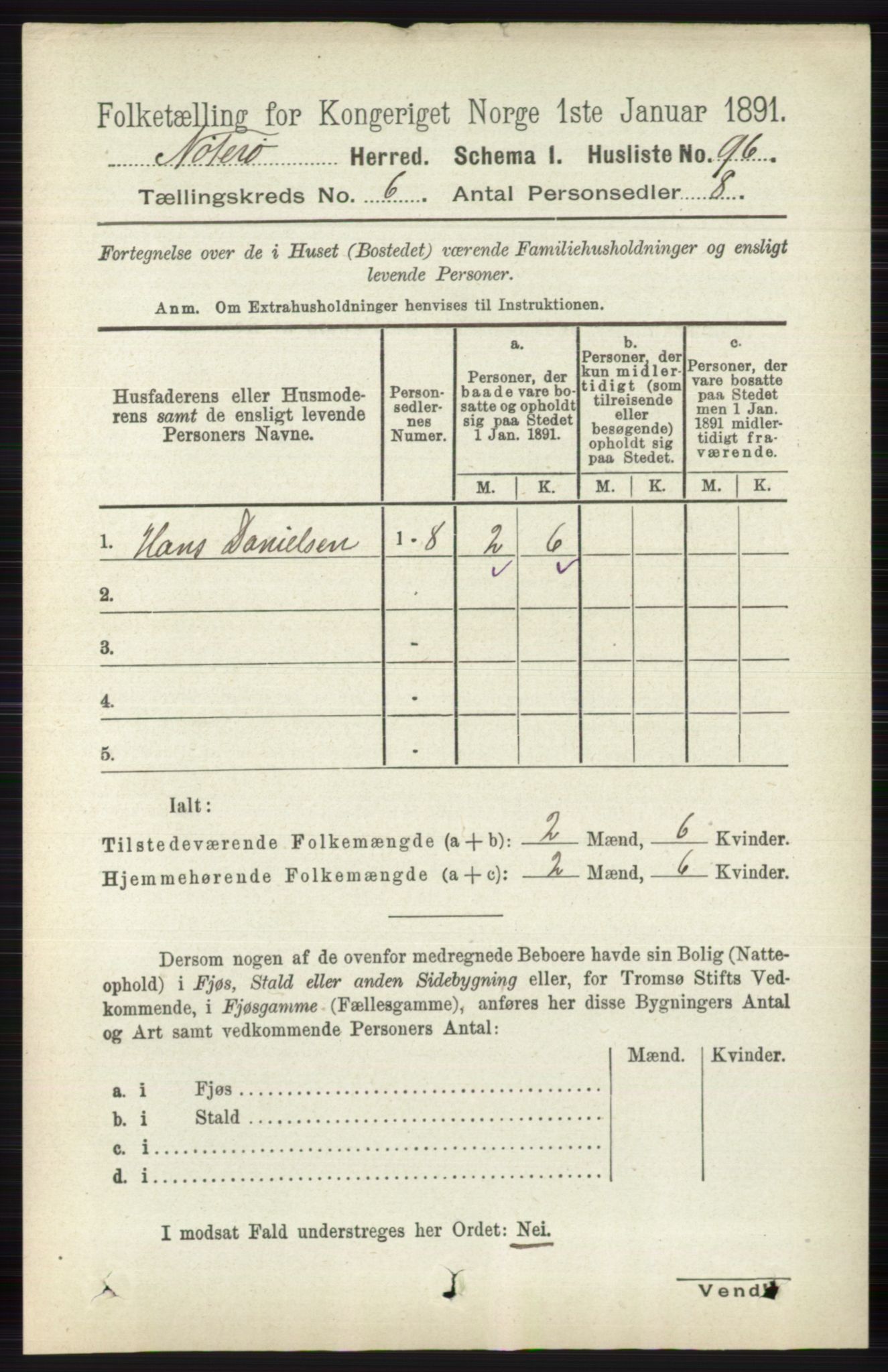 RA, 1891 census for 0722 Nøtterøy, 1891, p. 2845