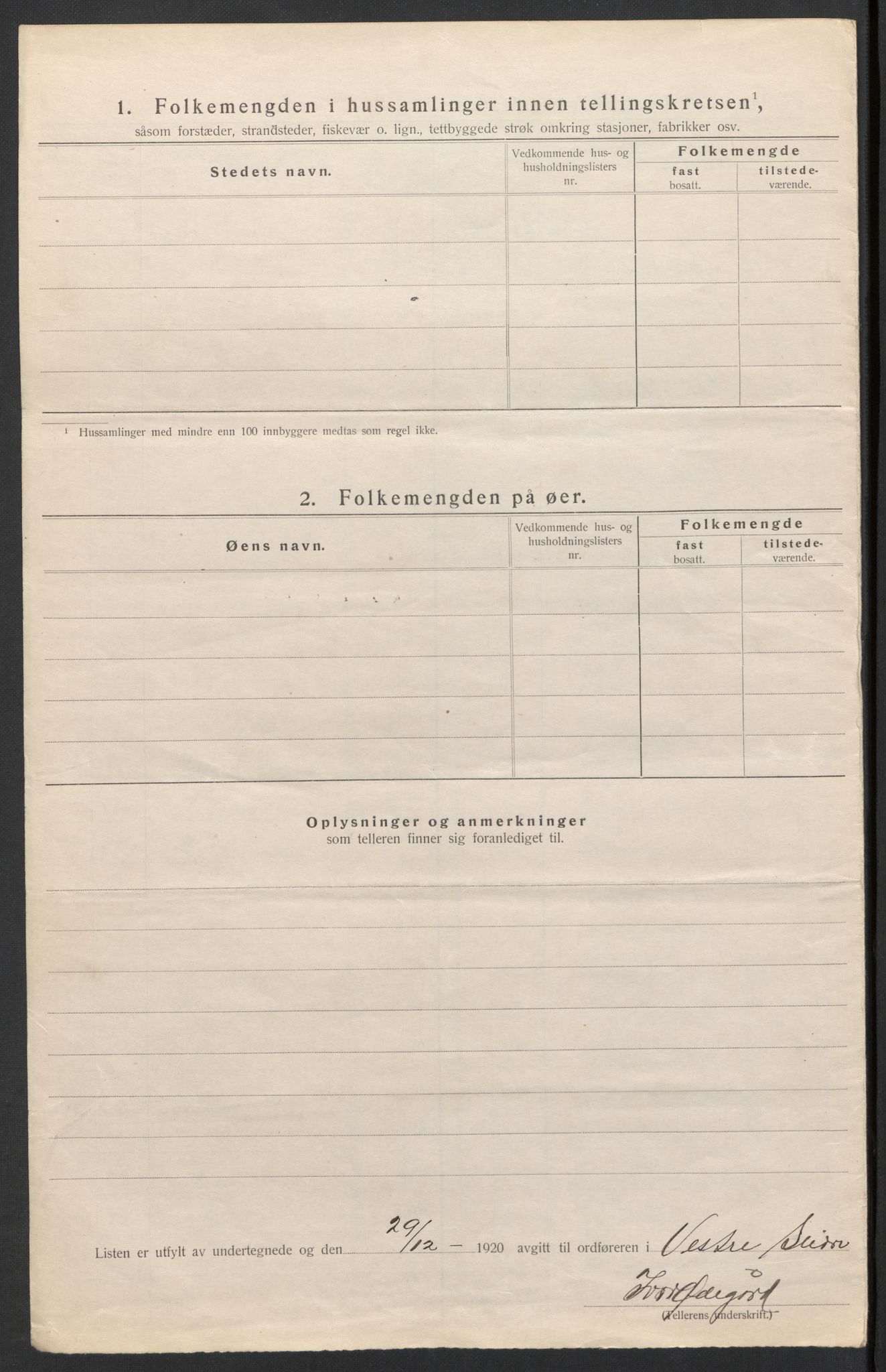 SAH, 1920 census for Vestre Slidre, 1920, p. 41