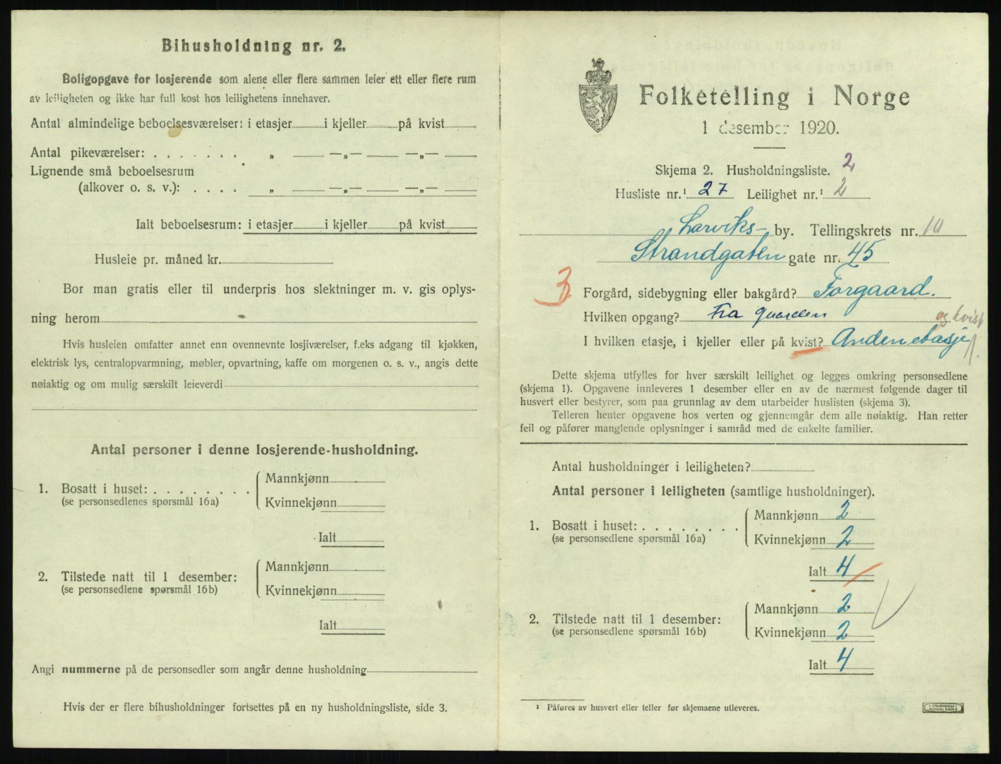 SAKO, 1920 census for Larvik, 1920, p. 7568