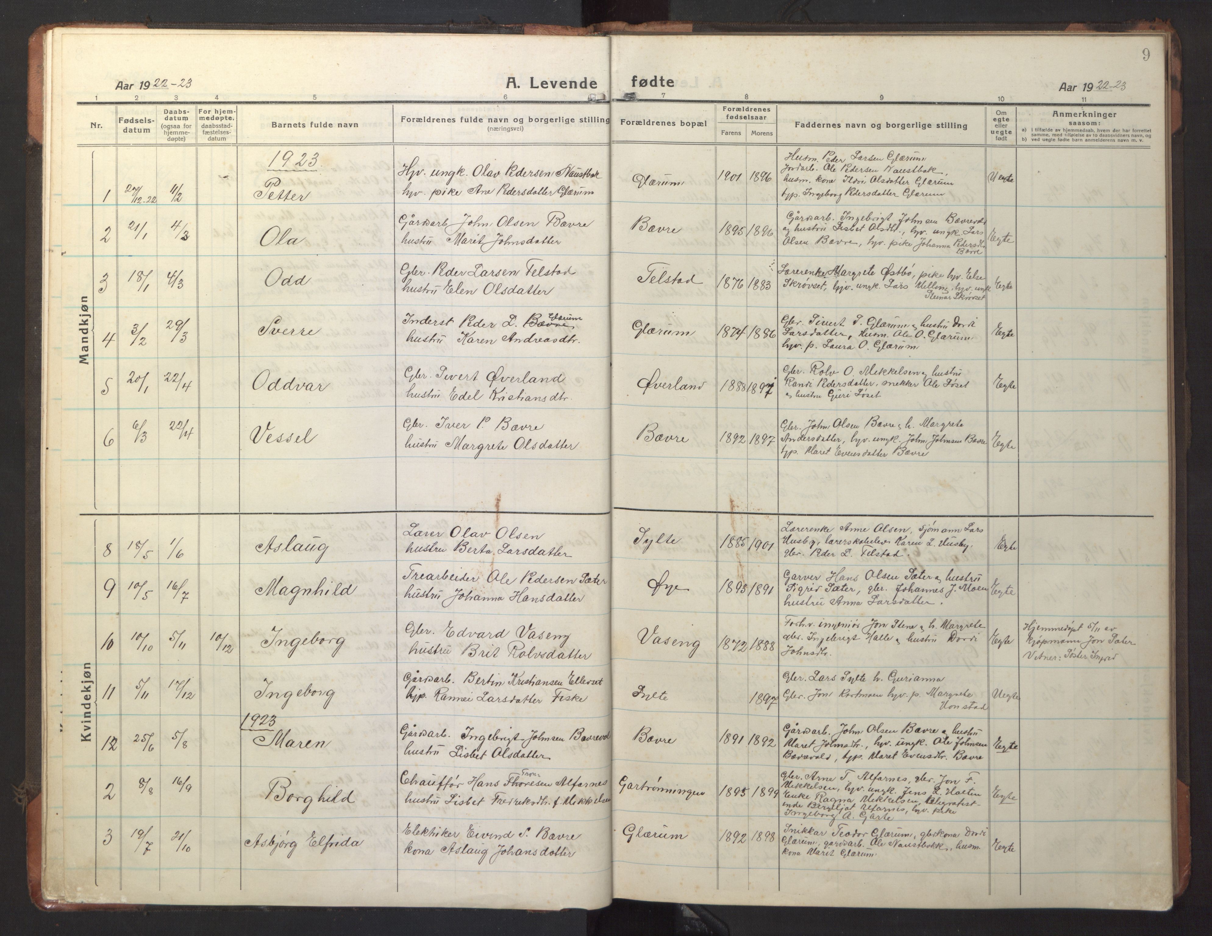 Ministerialprotokoller, klokkerbøker og fødselsregistre - Møre og Romsdal, AV/SAT-A-1454/595/L1054: Parish register (copy) no. 595C06, 1920-1948, p. 9