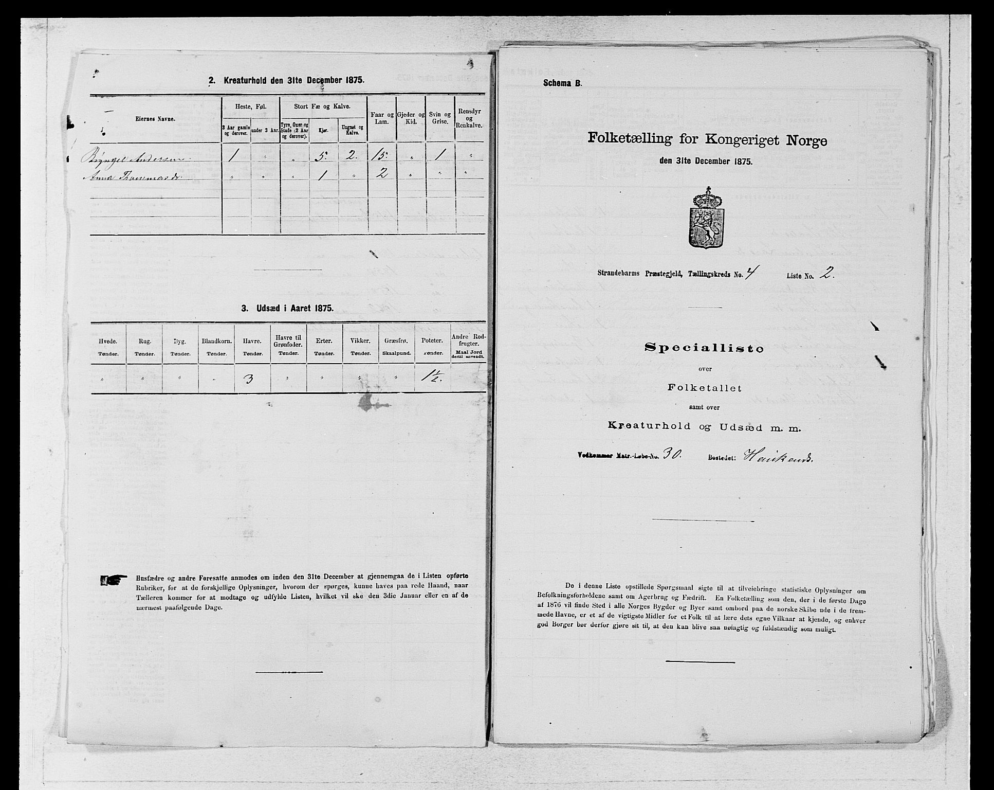 SAB, 1875 census for 1226P Strandebarm, 1875, p. 540