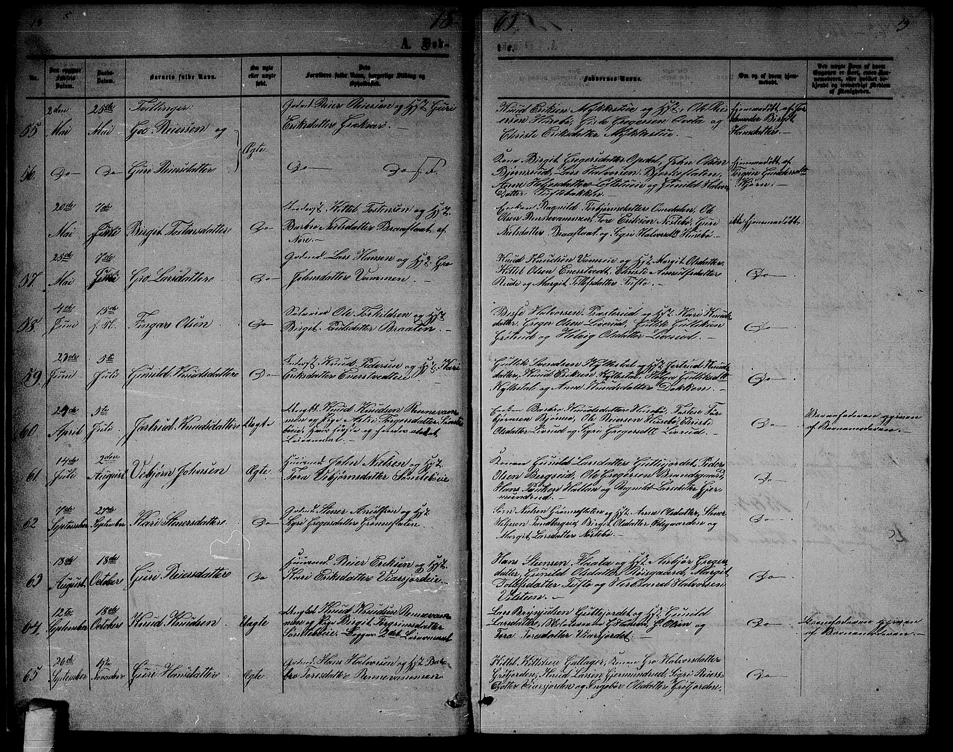 Nore kirkebøker, SAKO/A-238/G/Gb/L0001: Parish register (copy) no. II 1, 1862-1877, p. 18-19