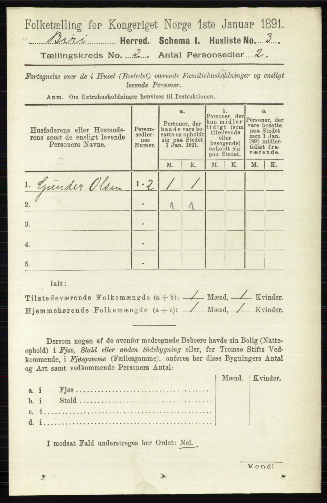 RA, 1891 census for 0525 Biri, 1891, p. 460