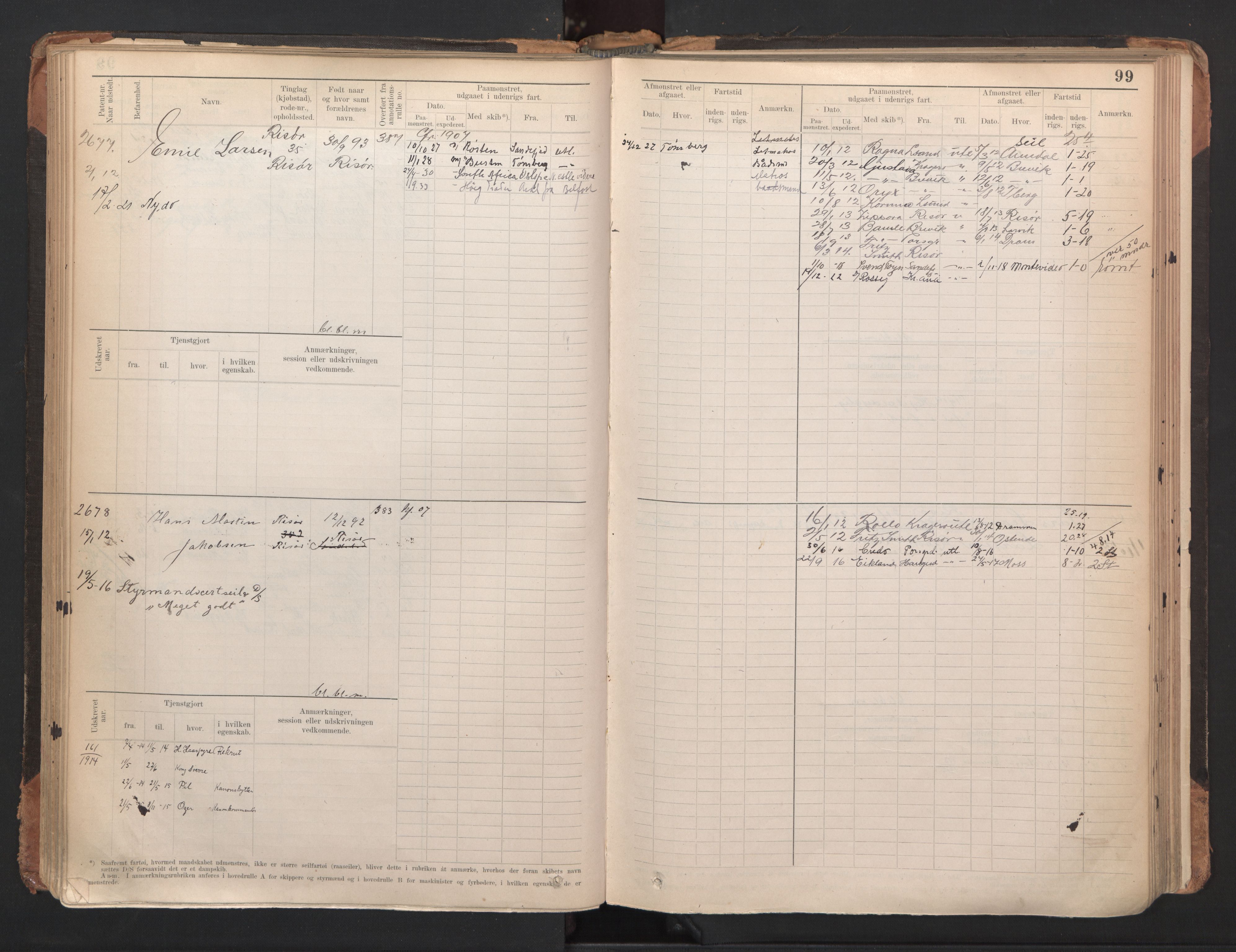 Risør mønstringskrets, AV/SAK-2031-0010/F/Fb/L0005: Hovedrulle A nr 2485-3065, Q-5, 1904-1948, p. 103