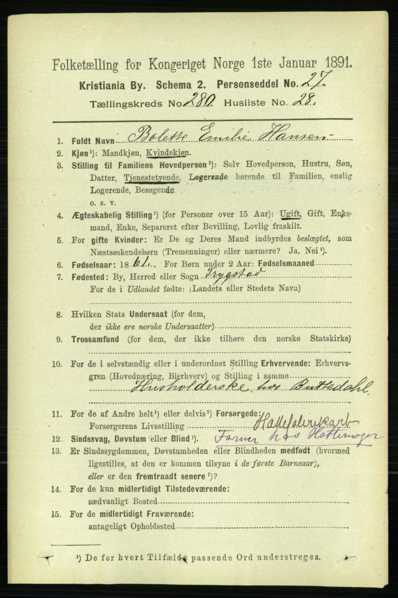 RA, 1891 census for 0301 Kristiania, 1891, p. 170811