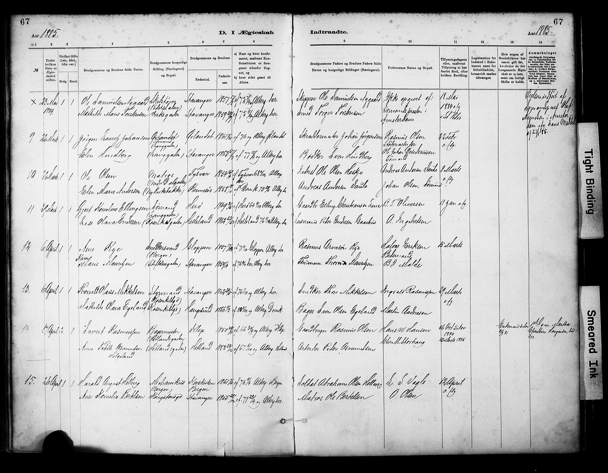 St. Petri sokneprestkontor, SAST/A-101813/001/30/30BA/L0018: Parish register (official) no. A 19, 1879-1900, p. 67