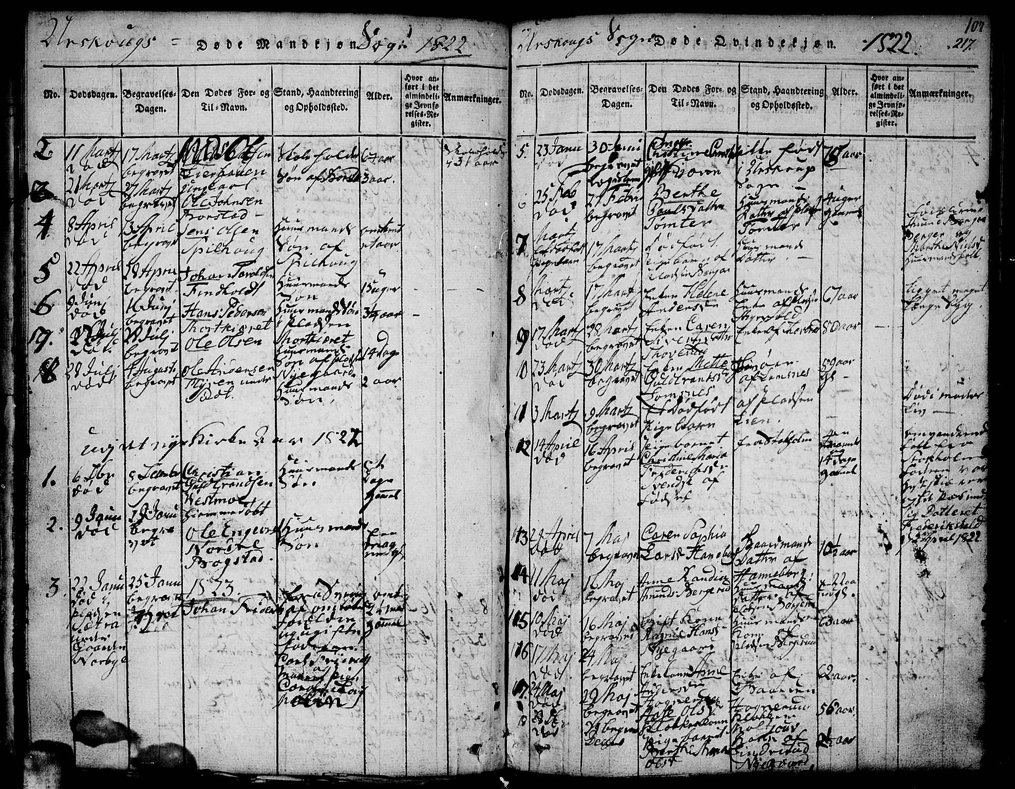 Aurskog prestekontor Kirkebøker, SAO/A-10304a/F/Fa/L0005: Parish register (official) no. I 5, 1814-1829, p. 217