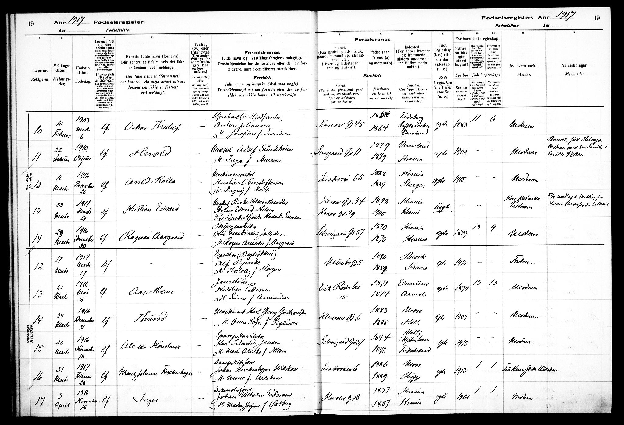 Gamlebyen prestekontor Kirkebøker, SAO/A-10884/J/Ja/L0001: Birth register no. 1, 1916-1936, p. 19