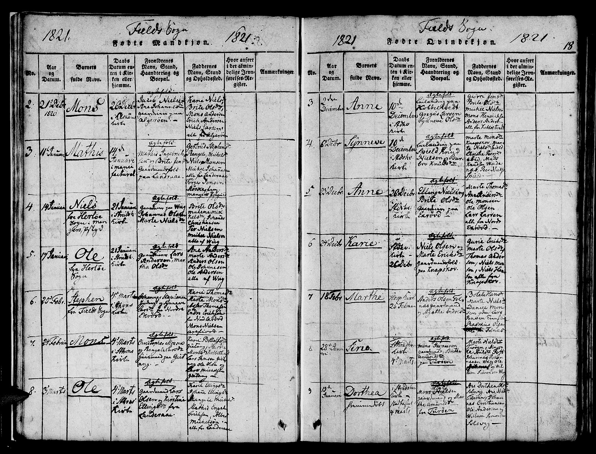 Askøy Sokneprestembete, SAB/A-74101/H/Ha/Haa/Haaa/L0003: Parish register (official) no. A 3, 1815-1825, p. 18