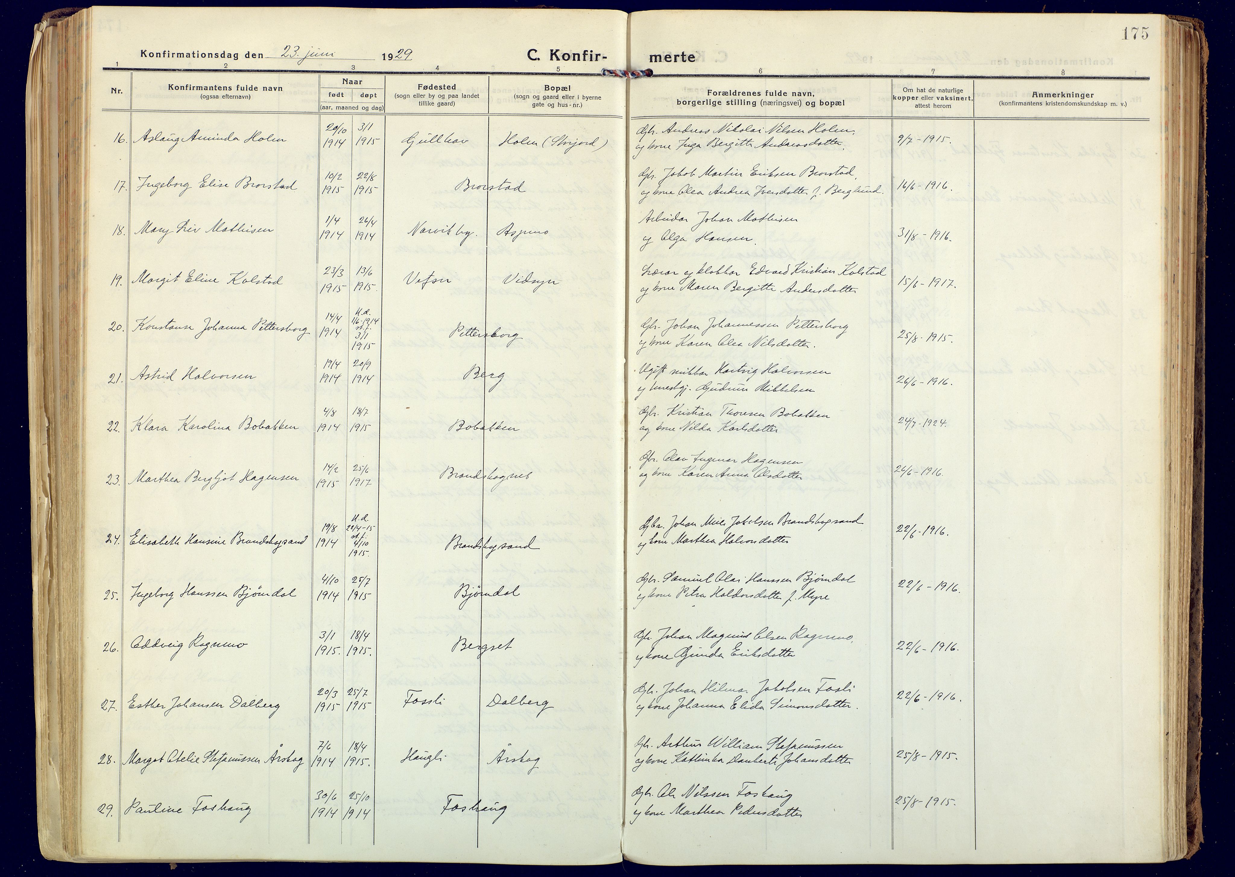 Målselv sokneprestembete, SATØ/S-1311/G/Ga/Gaa/L0014kirke: Parish register (official) no. 14, 1919-1932, p. 175