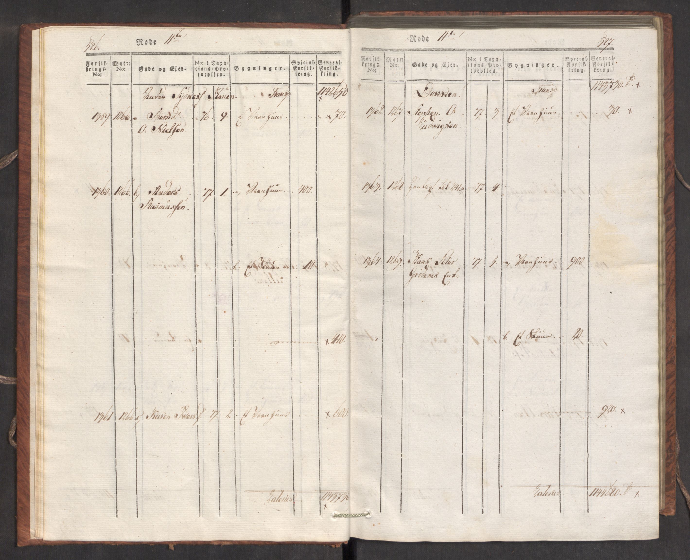 Kommersekollegiet, Brannforsikringskontoret 1767-1814, AV/RA-EA-5458/F/Fa/L0007/0002: Bergen / Branntakstprotokoll, 1807-1817, p. 586-587
